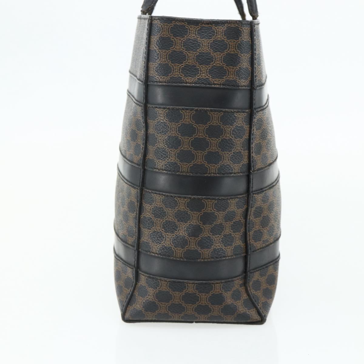 CELINE Macadam Canvas Tote Bag PVC Leather Black Gold Auth 177820