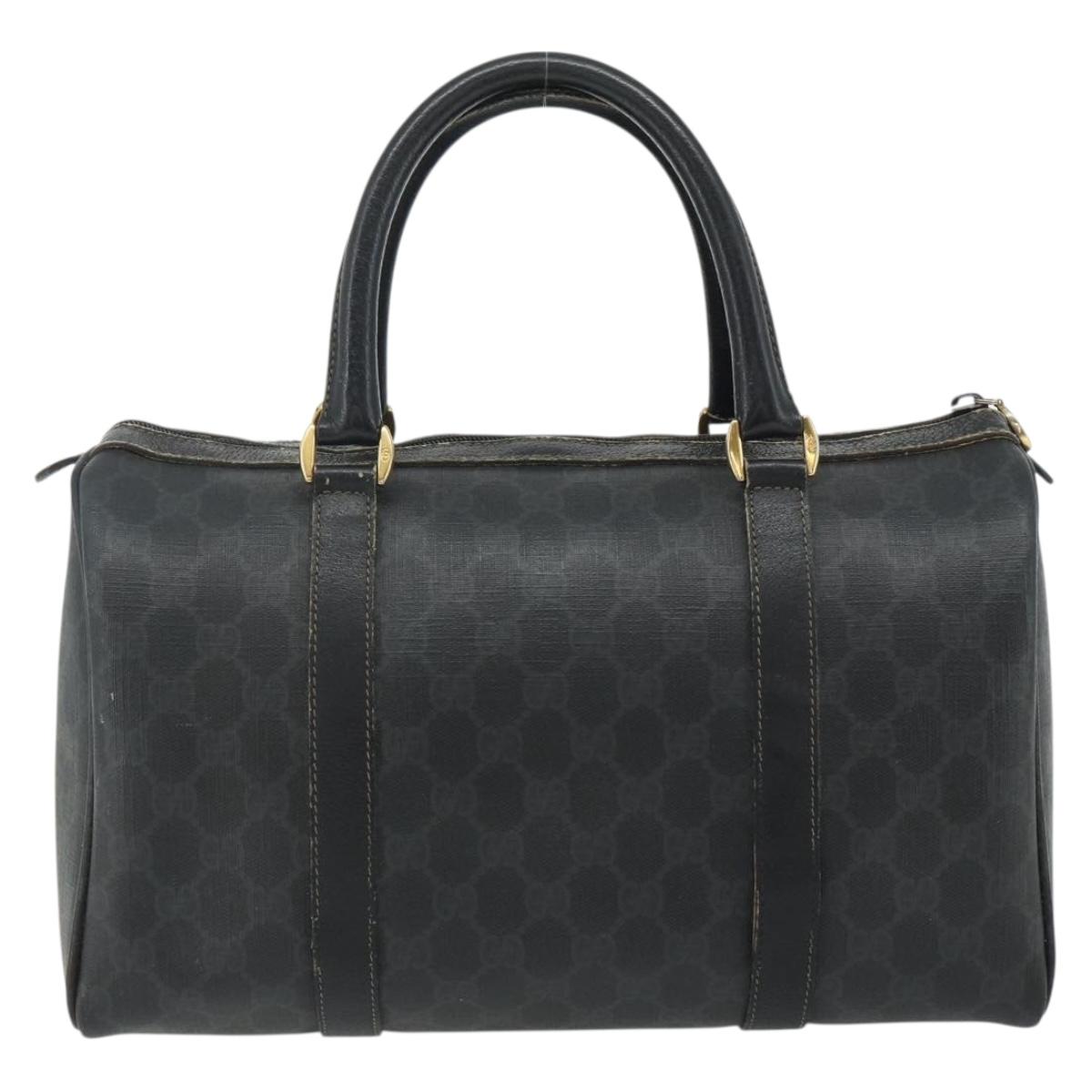 GUCCI GG Supreme Web Sherry Line Hand Bag PVC Black Gold 40 02 007 Auth 177821