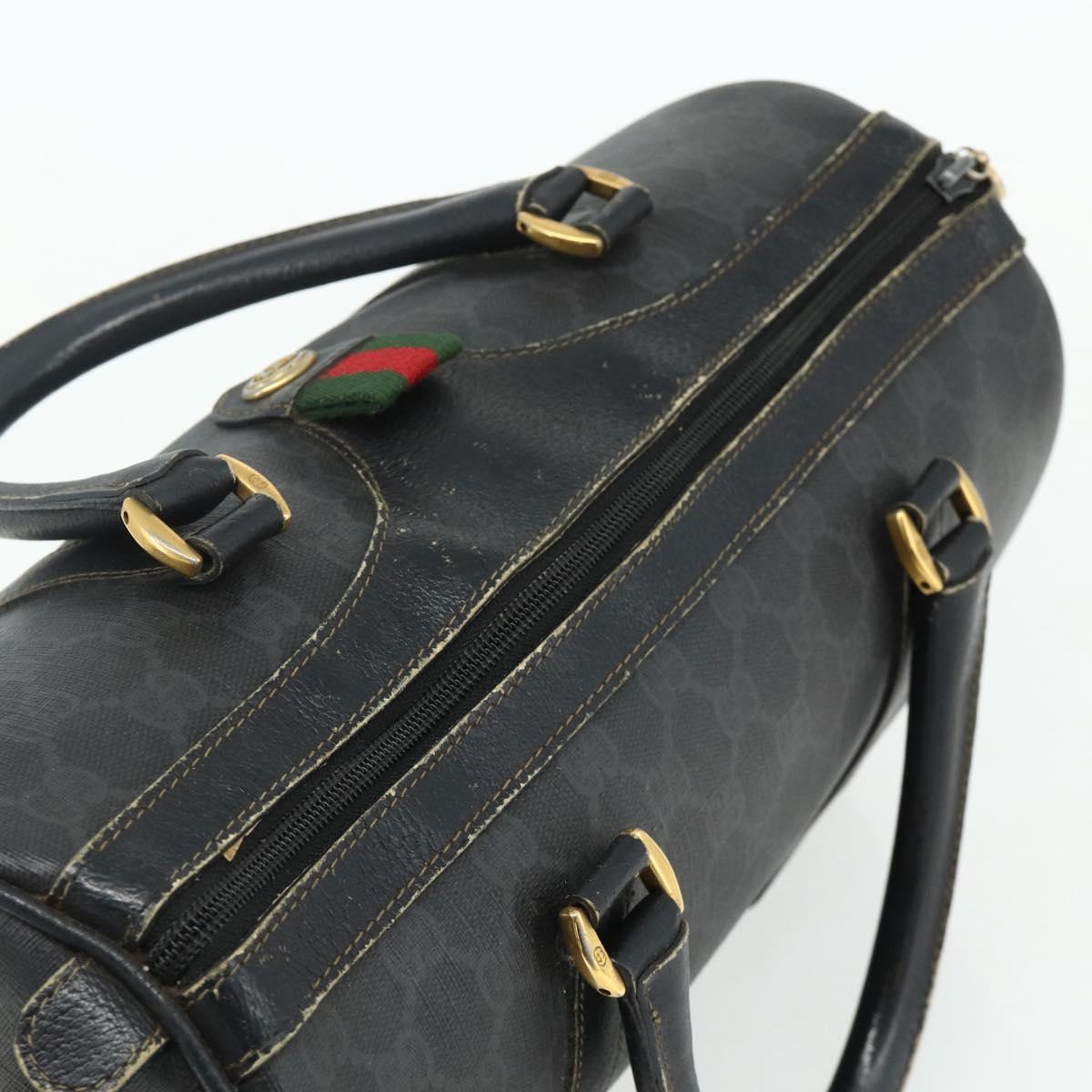 GUCCI GG Supreme Web Sherry Line Hand Bag PVC Black Gold 40 02 007 Auth 177821