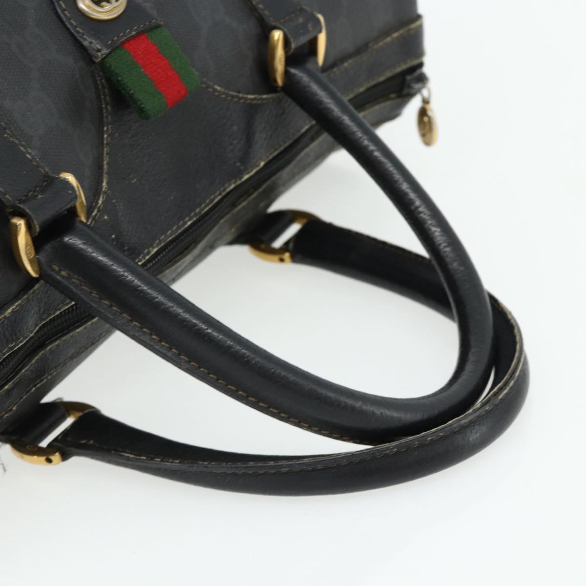GUCCI GG Supreme Web Sherry Line Hand Bag PVC Black Gold 40 02 007 Auth 177821