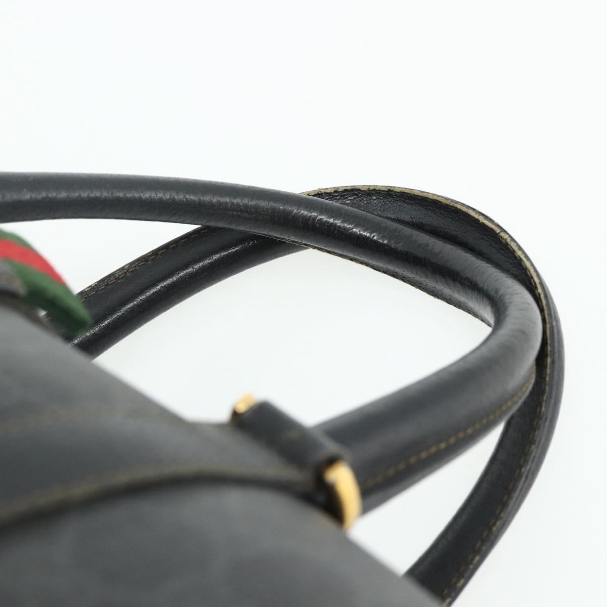 GUCCI GG Supreme Web Sherry Line Hand Bag PVC Black Gold 40 02 007 Auth 177821