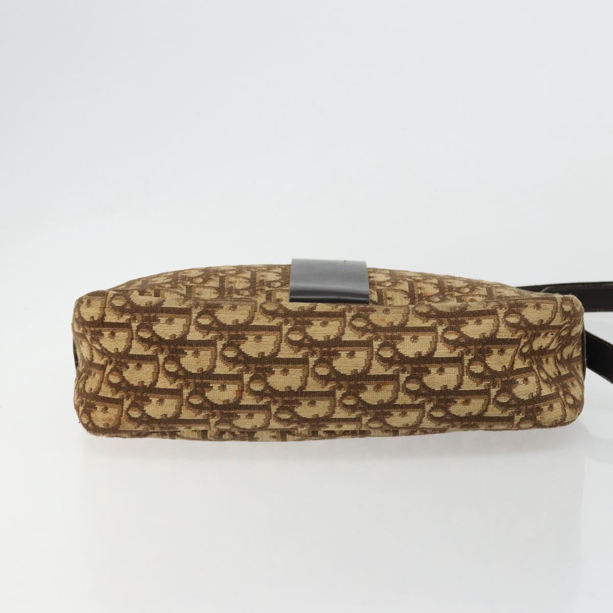 Christian Dior Trotter Canvas Shoulder Bag Brown Gold Auth 177825