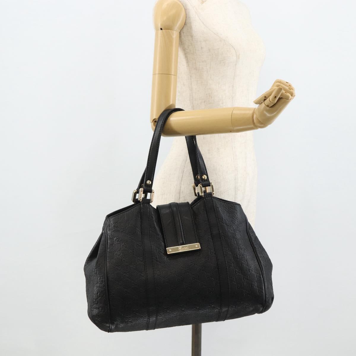 GUCCI GG Canvas Guccissima Tote Bag Leather Black Gold 233609 Auth 177826A