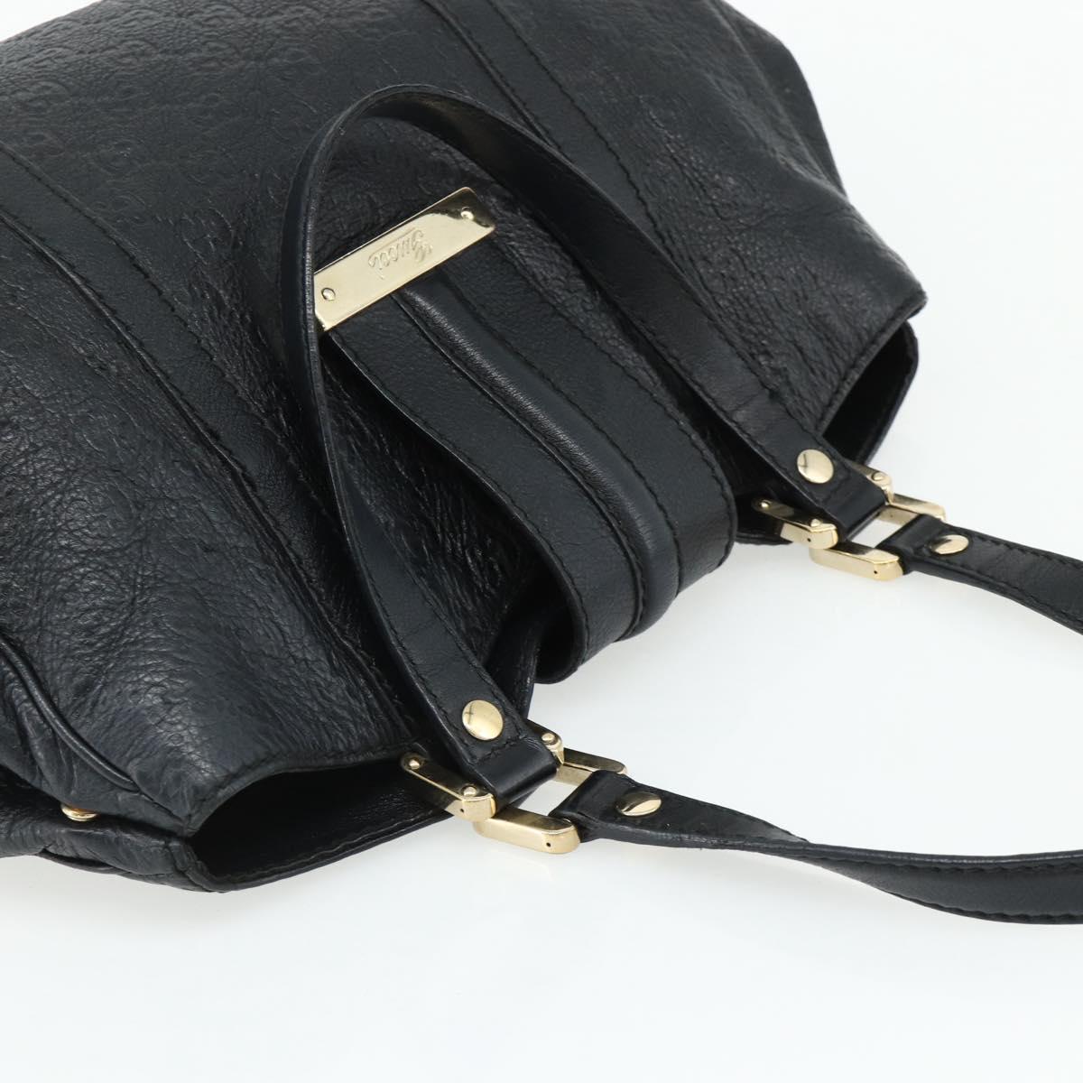 GUCCI GG Canvas Guccissima Tote Bag Leather Black Gold 233609 Auth 177826A