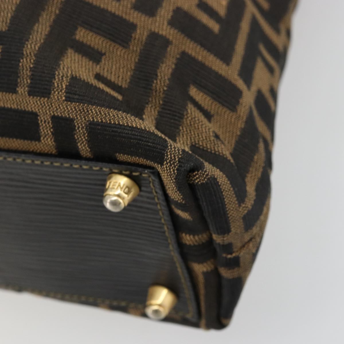 FENDI Zucca Canvas Tote Bag Black Brown Auth 177827A