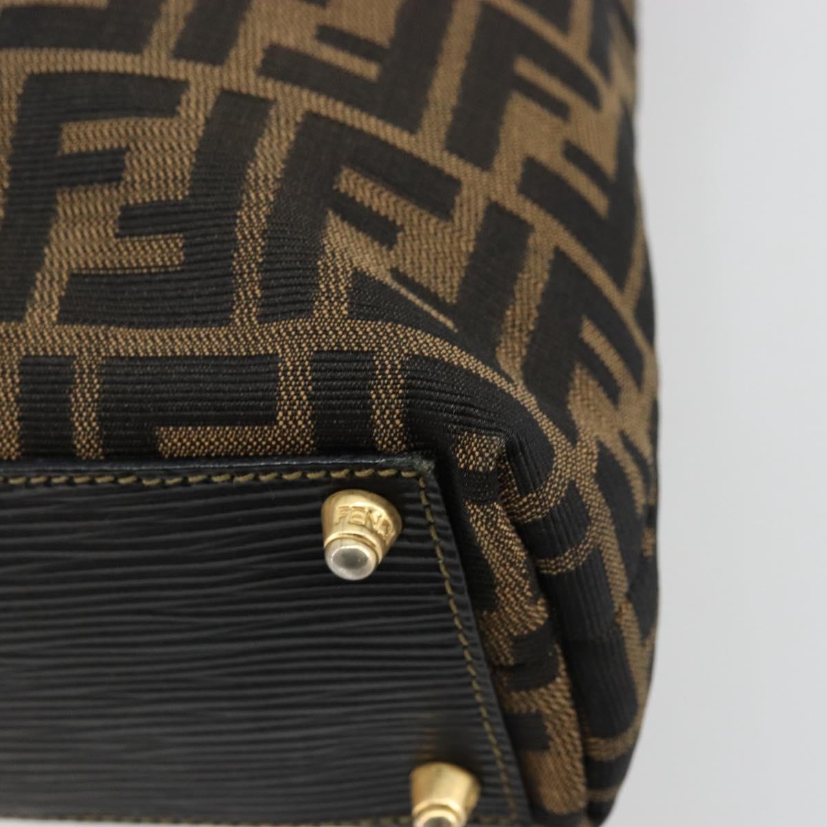 FENDI Zucca Canvas Tote Bag Black Brown Auth 177827A