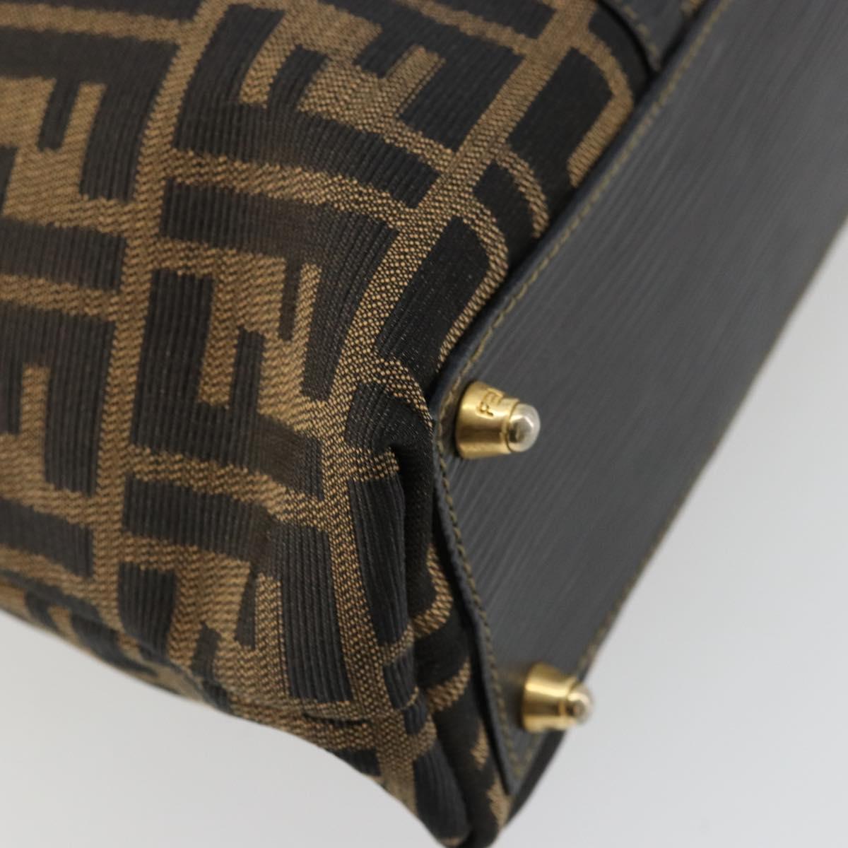 FENDI Zucca Canvas Tote Bag Black Brown Auth 177827A