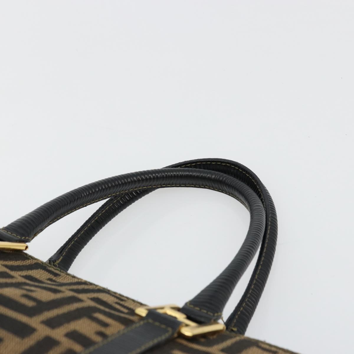 FENDI Zucca Canvas Tote Bag Black Brown Auth 177827A