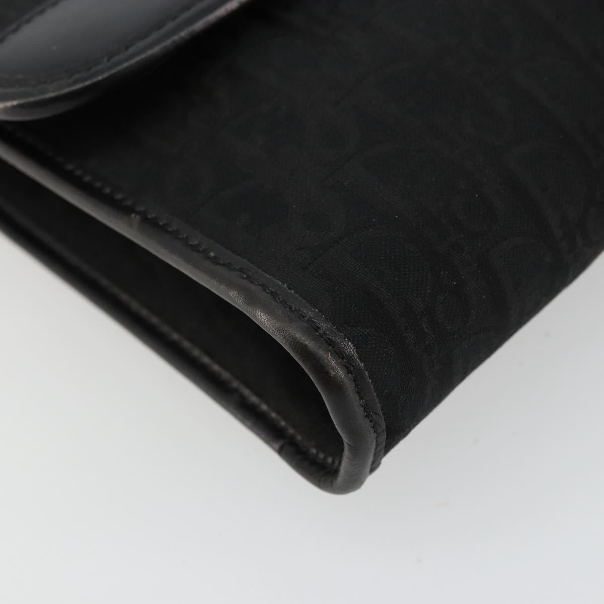 Christian Dior Trotter Canvas Chain Shoulder Bag Black Gold Auth 177828A
