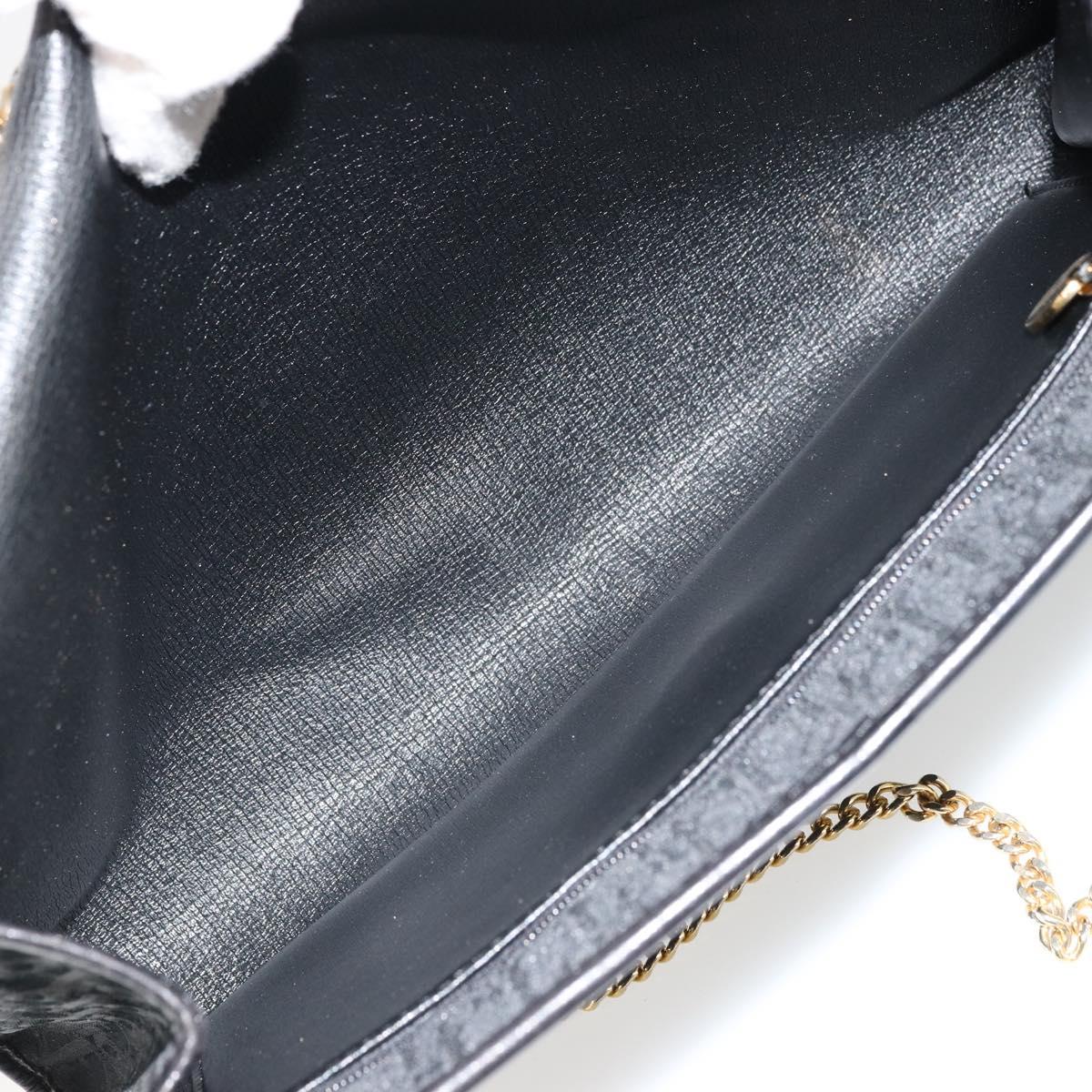 Christian Dior Trotter Canvas Chain Shoulder Bag Black Gold Auth 177828A