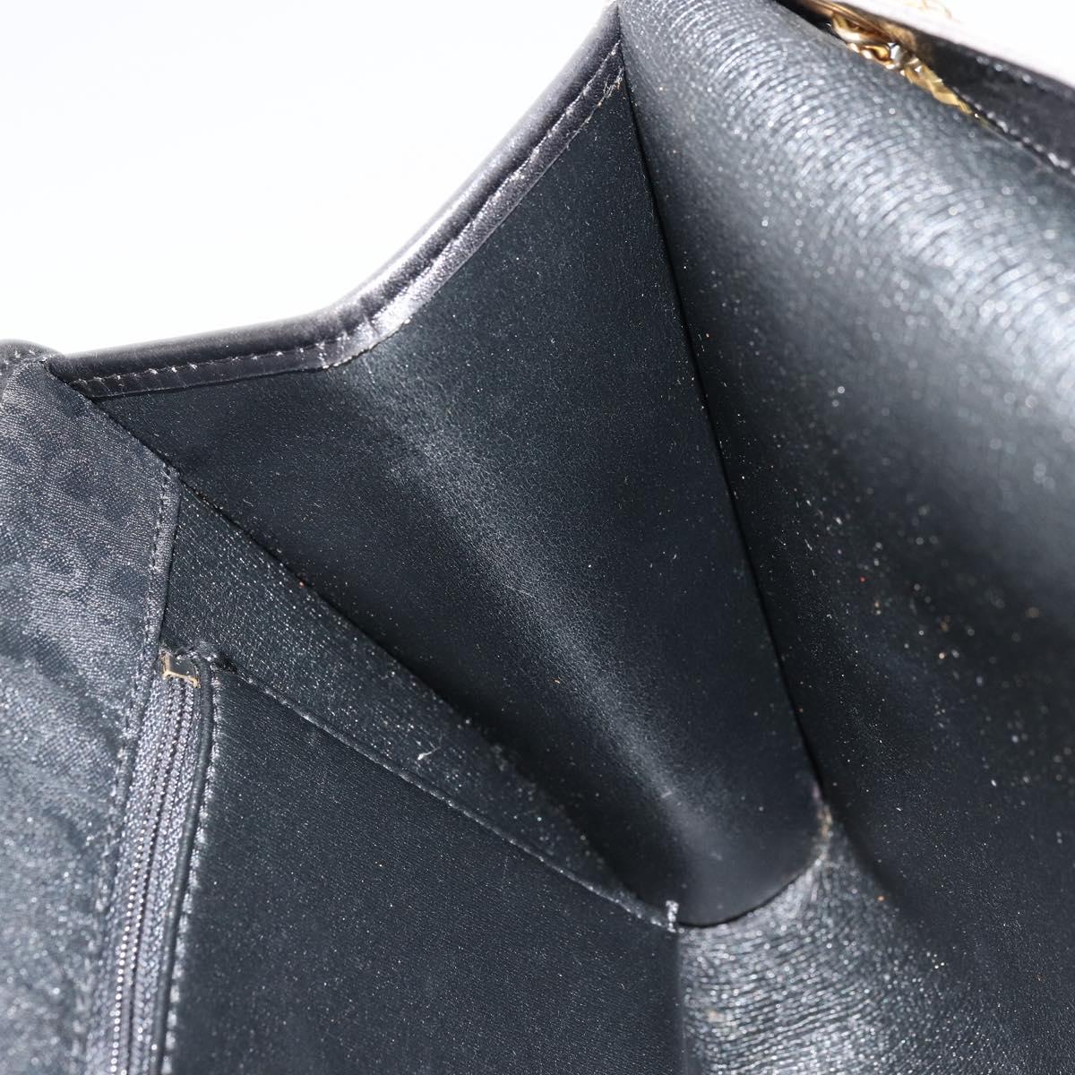 Christian Dior Trotter Canvas Chain Shoulder Bag Black Gold Auth 177828A