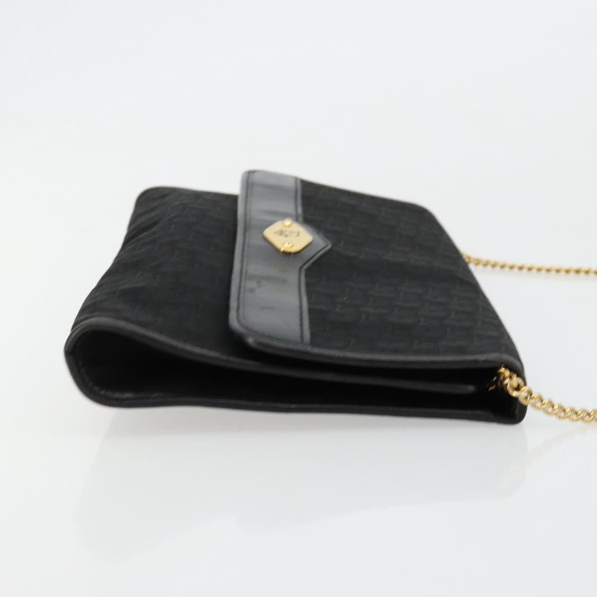Christian Dior Trotter Canvas Chain Shoulder Bag Black Gold Auth 177828A