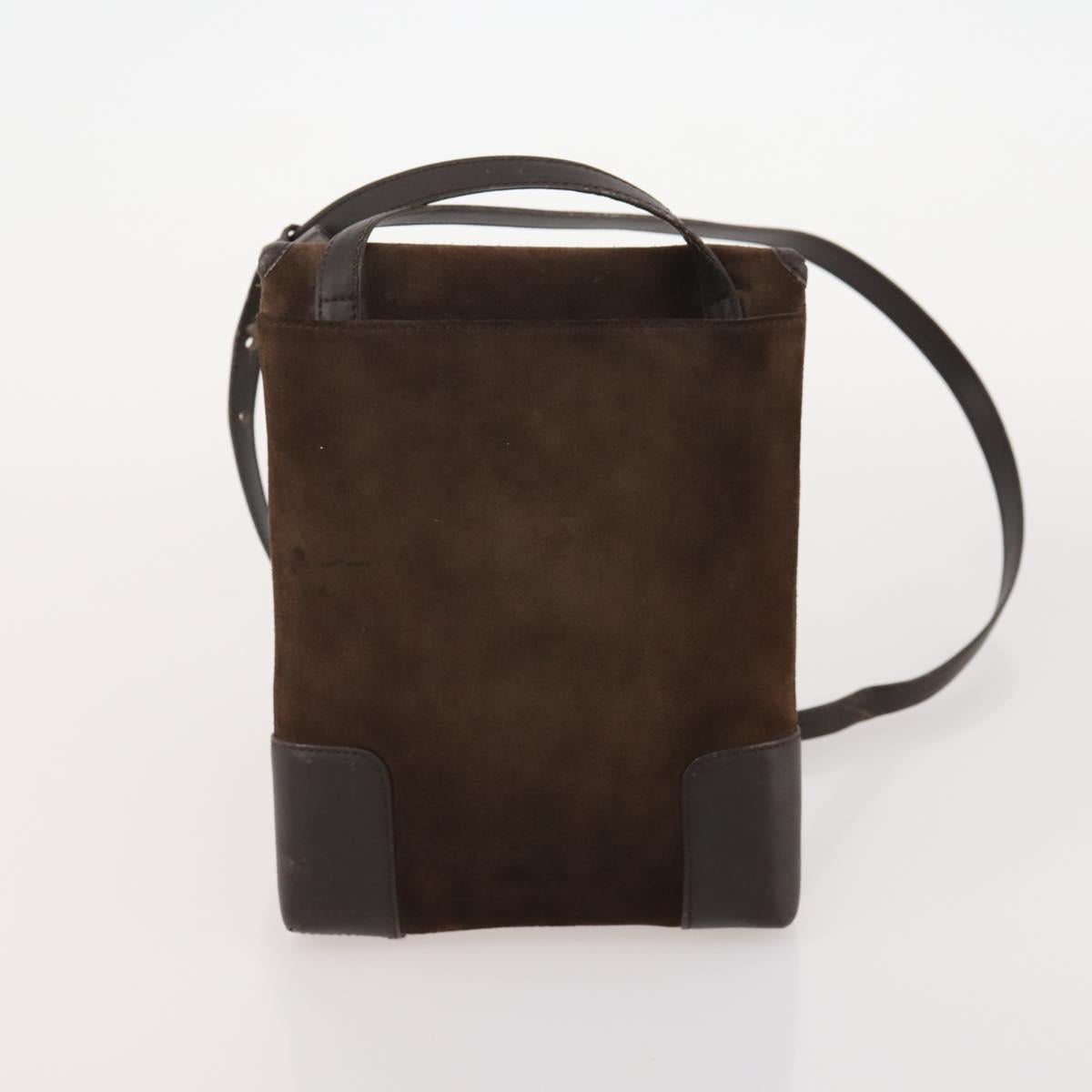 LOEWE PRADA Shoulder Bag Suede Nylon 4 Set Brown Navy blue Auth 177843