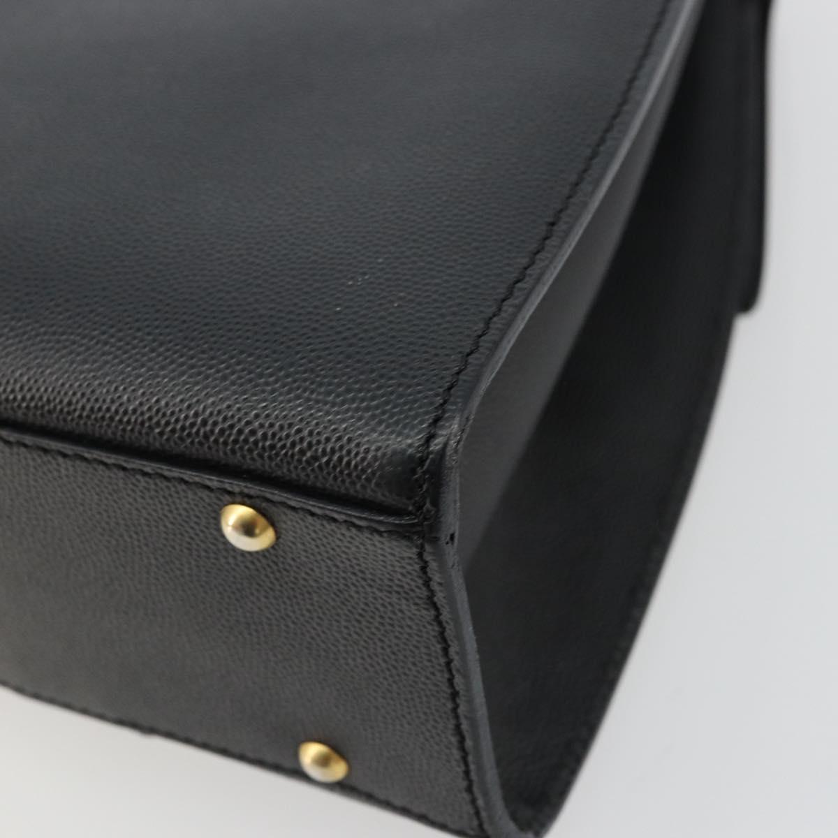 CELINE Hand Bag Leather Black Gold Auth 177844