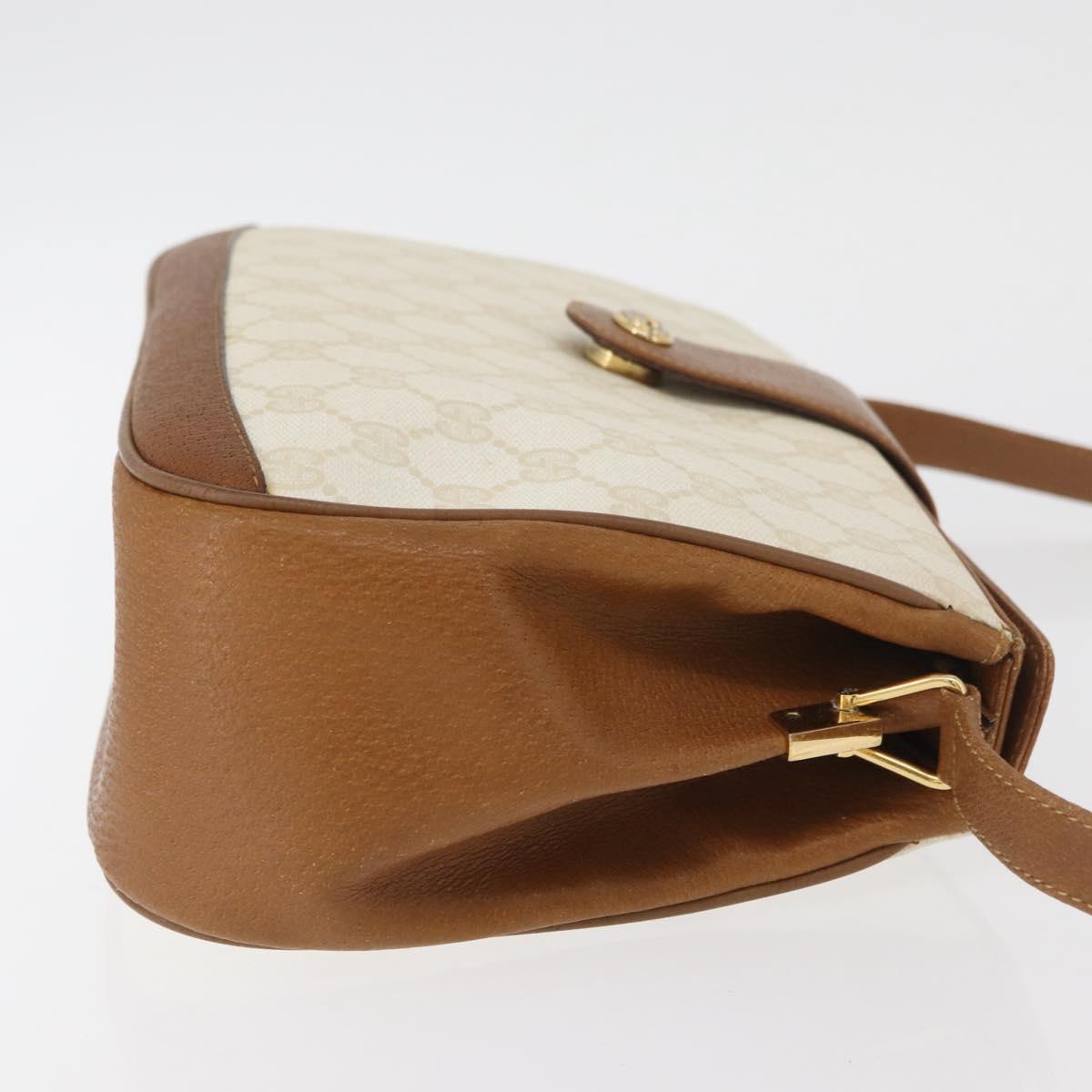 GUCCI GG Supreme Shoulder Bag PVC White Gold 116 02 076 Auth 177848