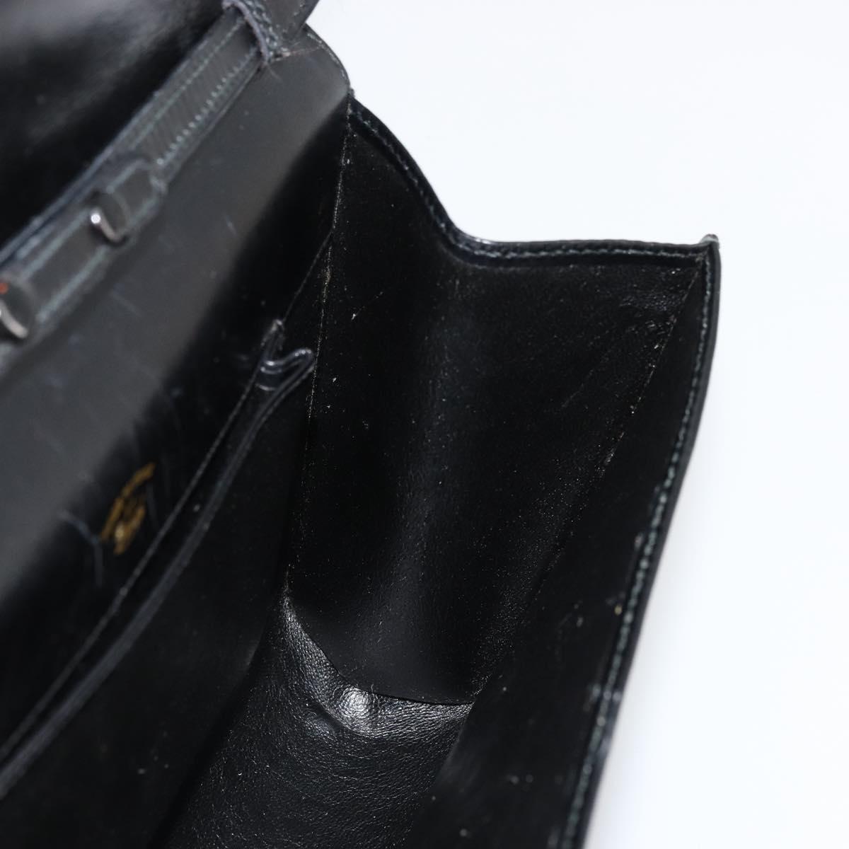 GUCCI Shoulder Bag Leather Black Gold Auth 177849