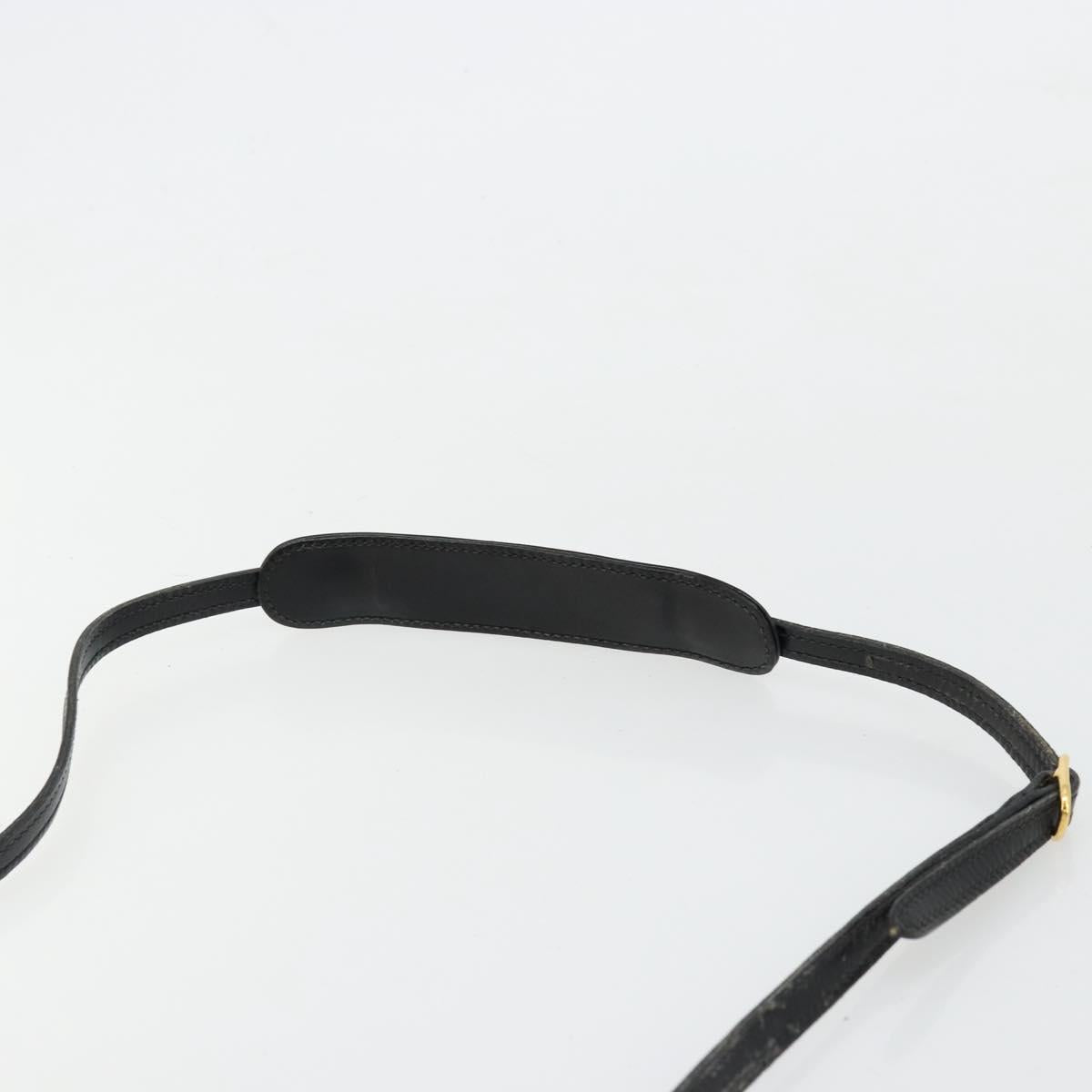 GUCCI Shoulder Bag Leather Black Gold Auth 177849