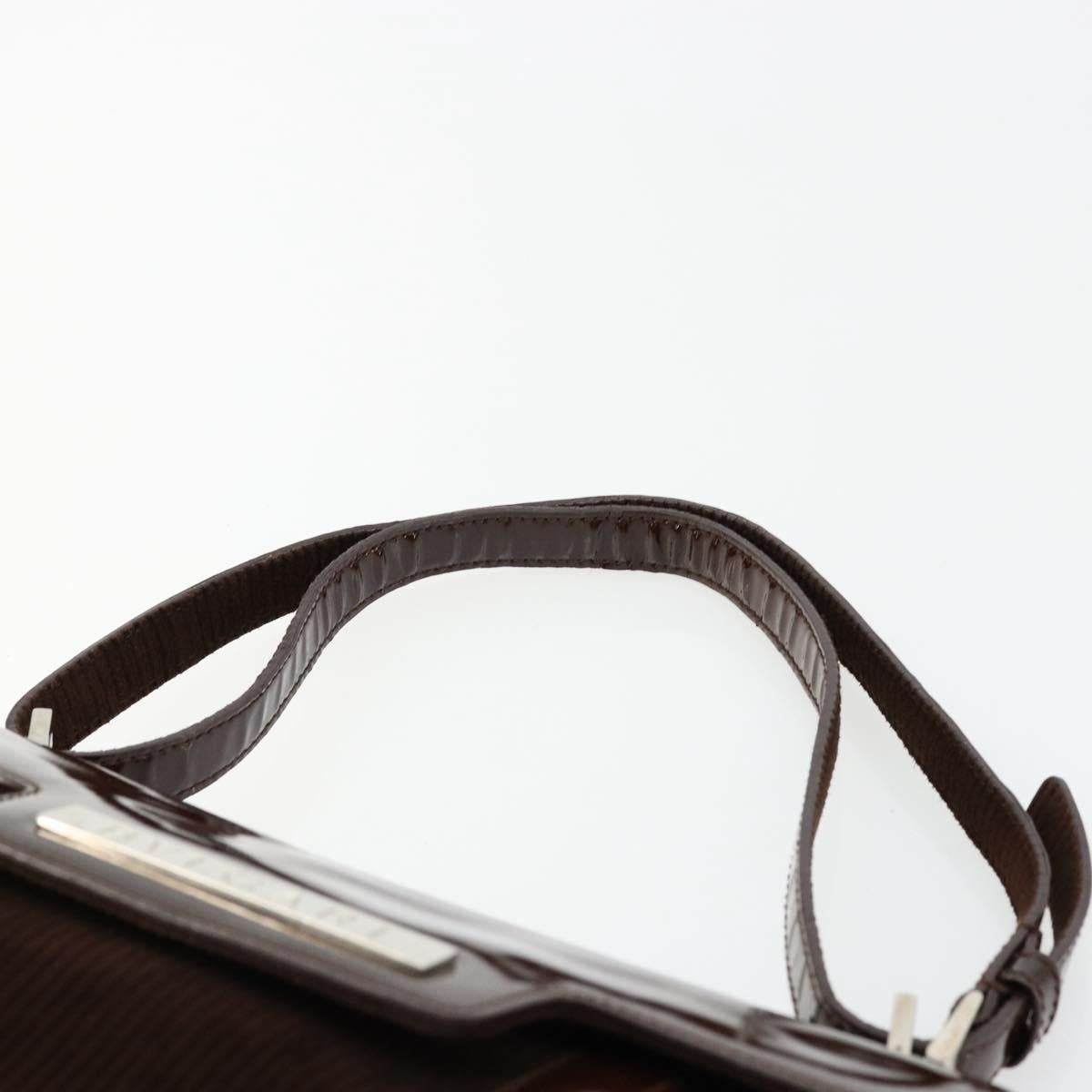 BVLGARI Shoulder Bag Corduroy Brown Silver Auth 177850A