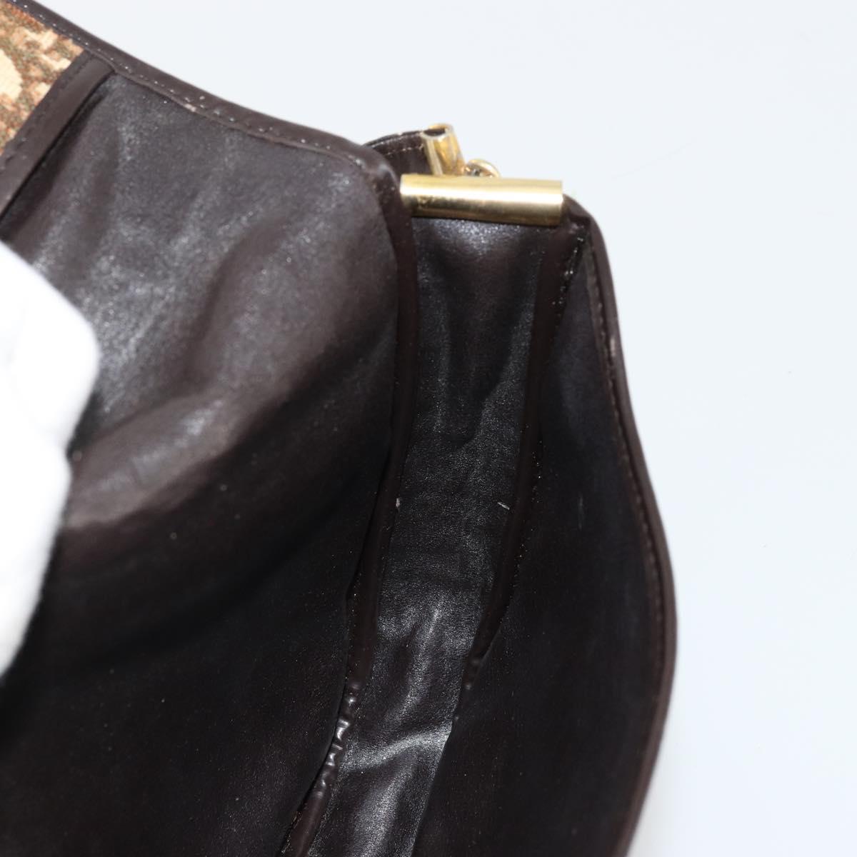Christian Dior Trotter Canvas Shoulder Bag Brown Gold Auth 177851