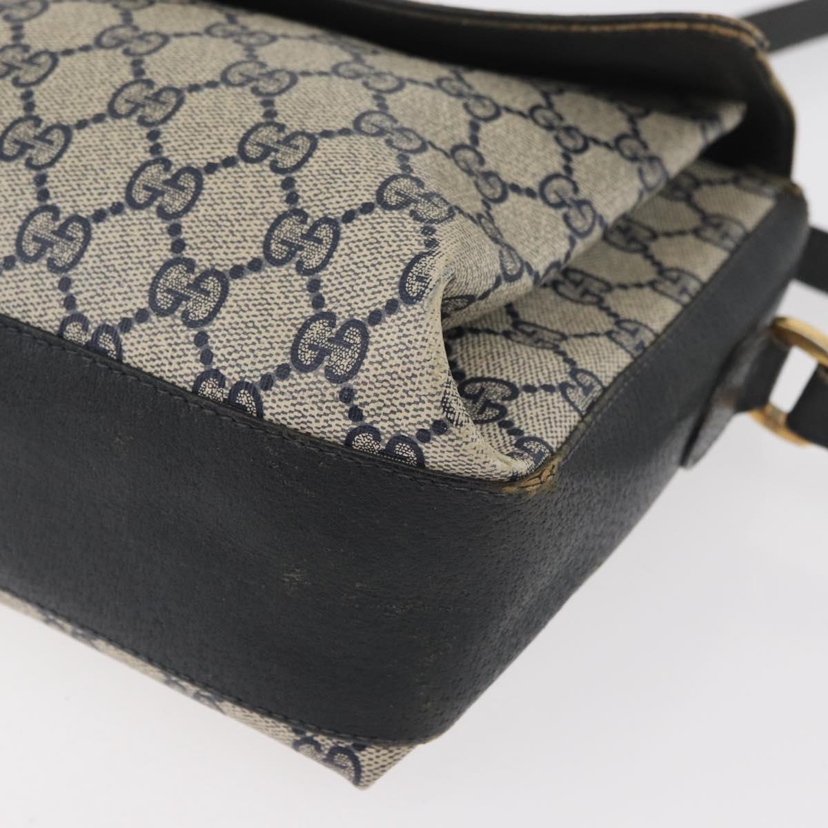 GUCCI GG Supreme Sherry Line Shoulder Bag PVC Navy Gold 904 02 084 Auth 177864