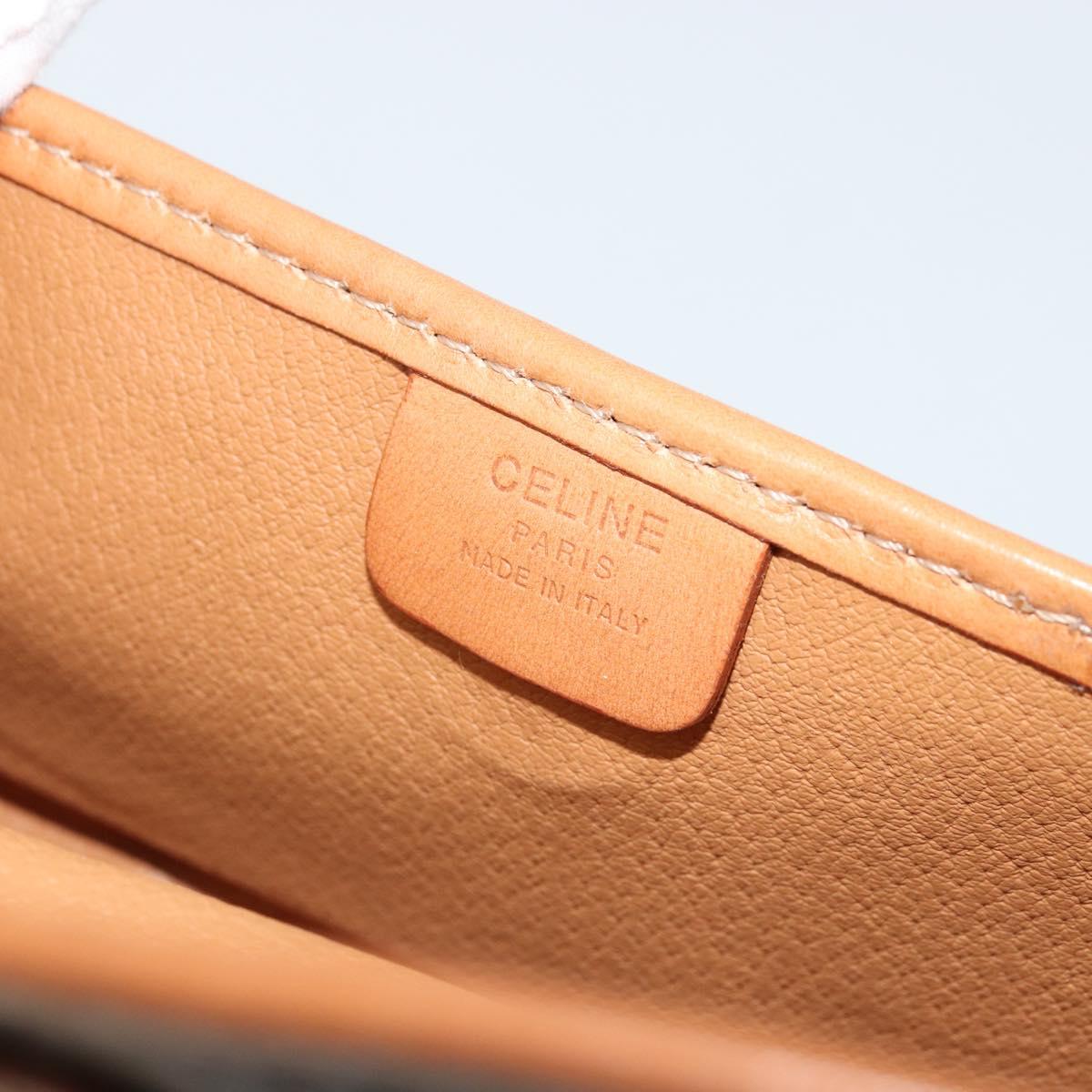 CELINE Macadam Canvas Pouch PVC Leather Brown Gold Auth 177871A
