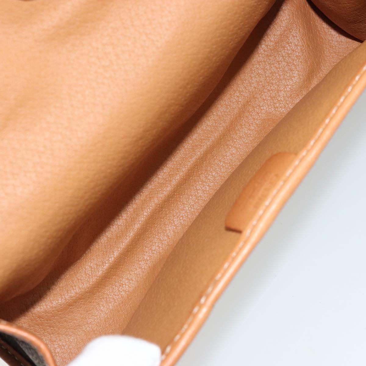 CELINE Macadam Canvas Pouch PVC Leather Brown Gold Auth 177871A