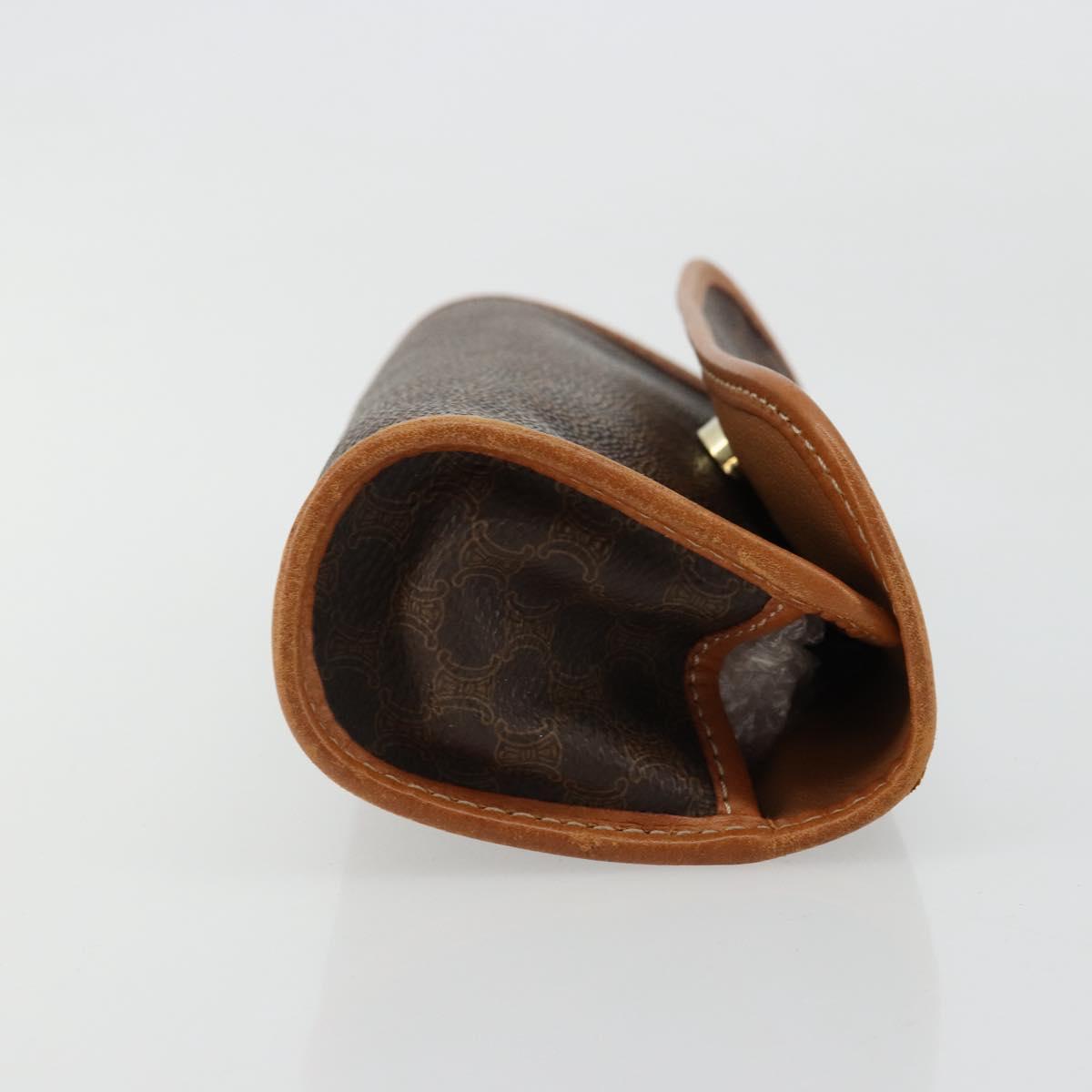 CELINE Macadam Canvas Pouch PVC Leather Brown Gold Auth 177871A
