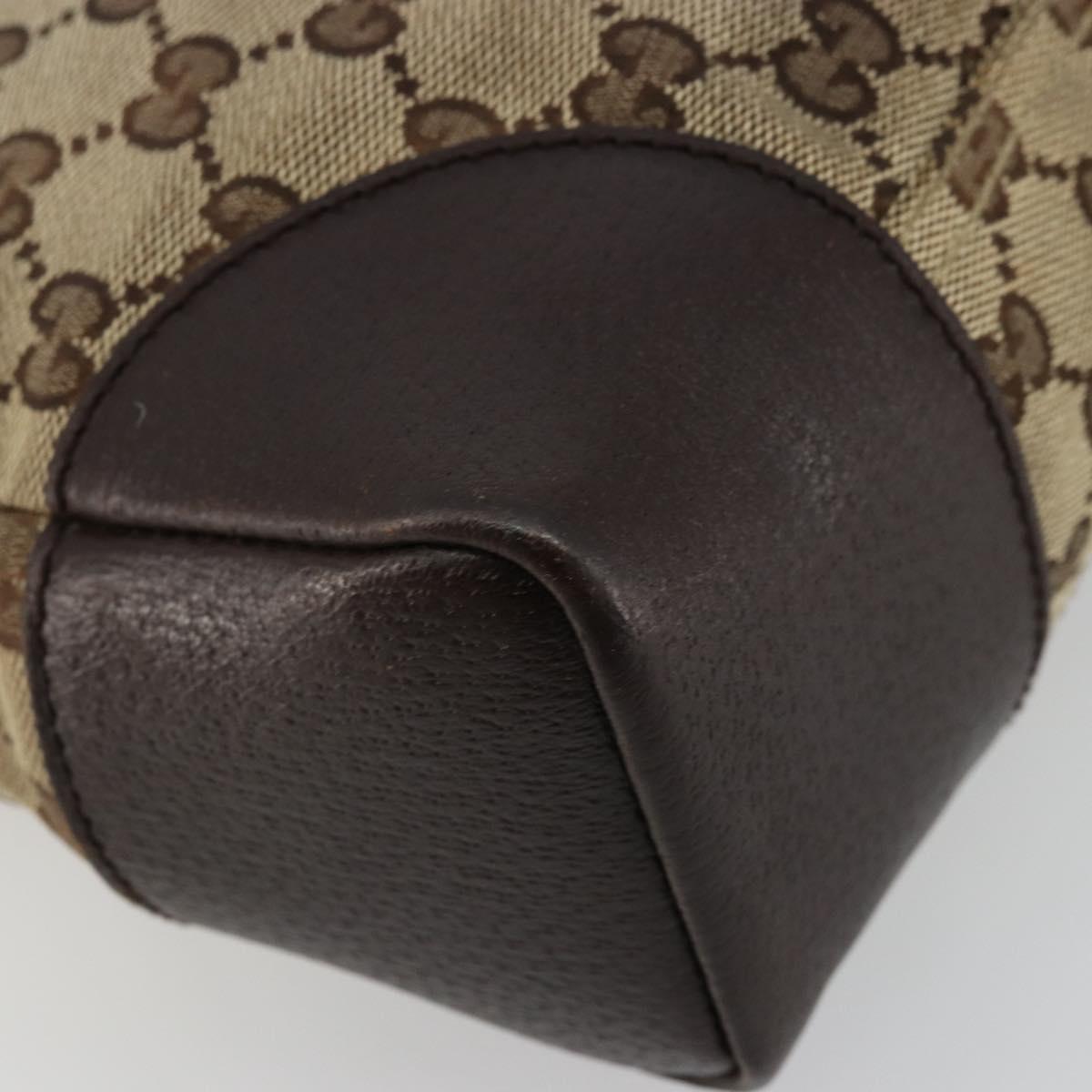 GUCCI GG Canvas Shoulder Bag Beige Silver 114273 Auth 177872