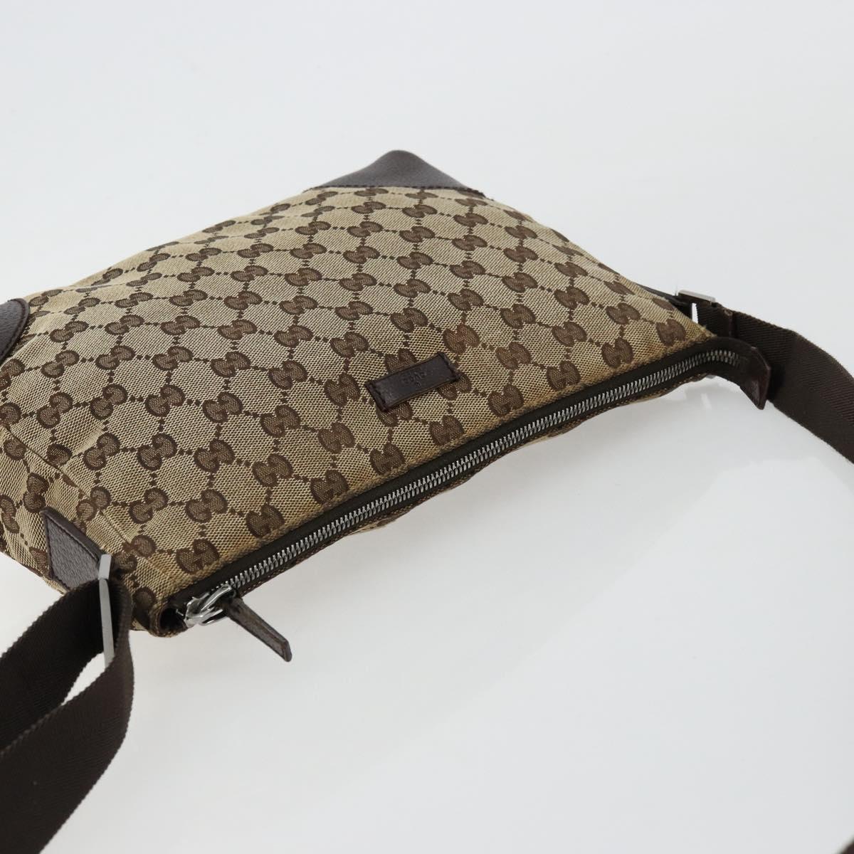 GUCCI GG Canvas Shoulder Bag Beige Silver 114273 Auth 177872