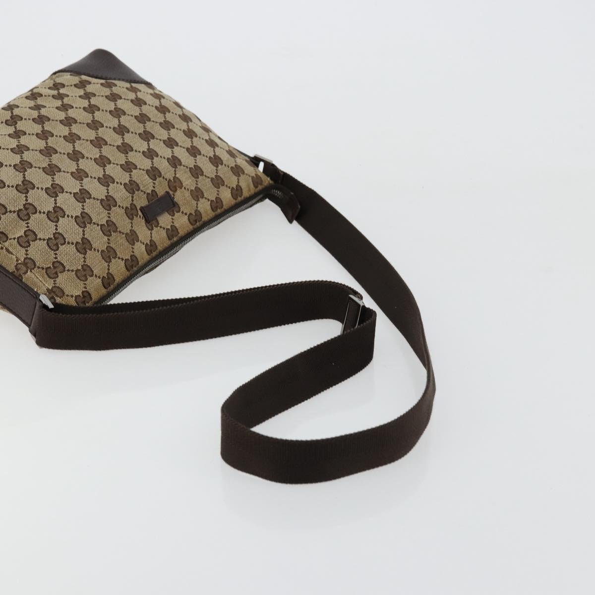 GUCCI GG Canvas Shoulder Bag Beige Silver 114273 Auth 177872