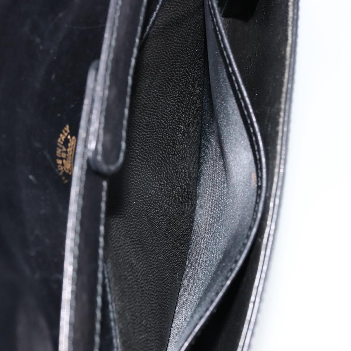 GUCCI Shoulder Bag Leather Black Gold Auth 177874