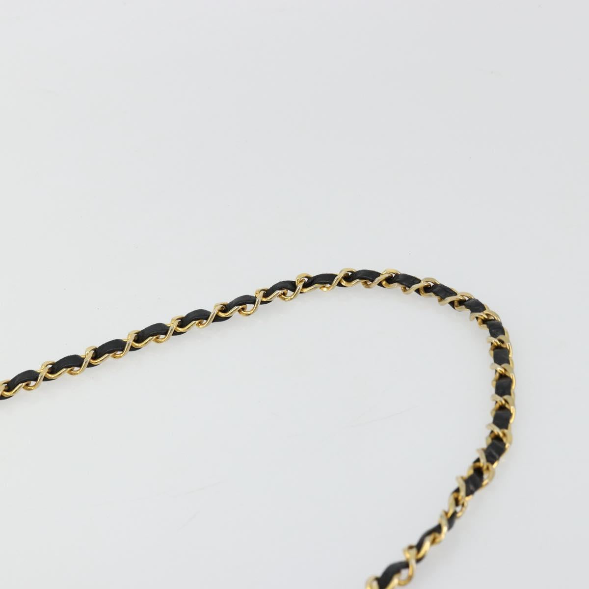 CHANEL Matelasse Chain Shoulder Bag Lamb Skin Black Gold CC Auth 177875