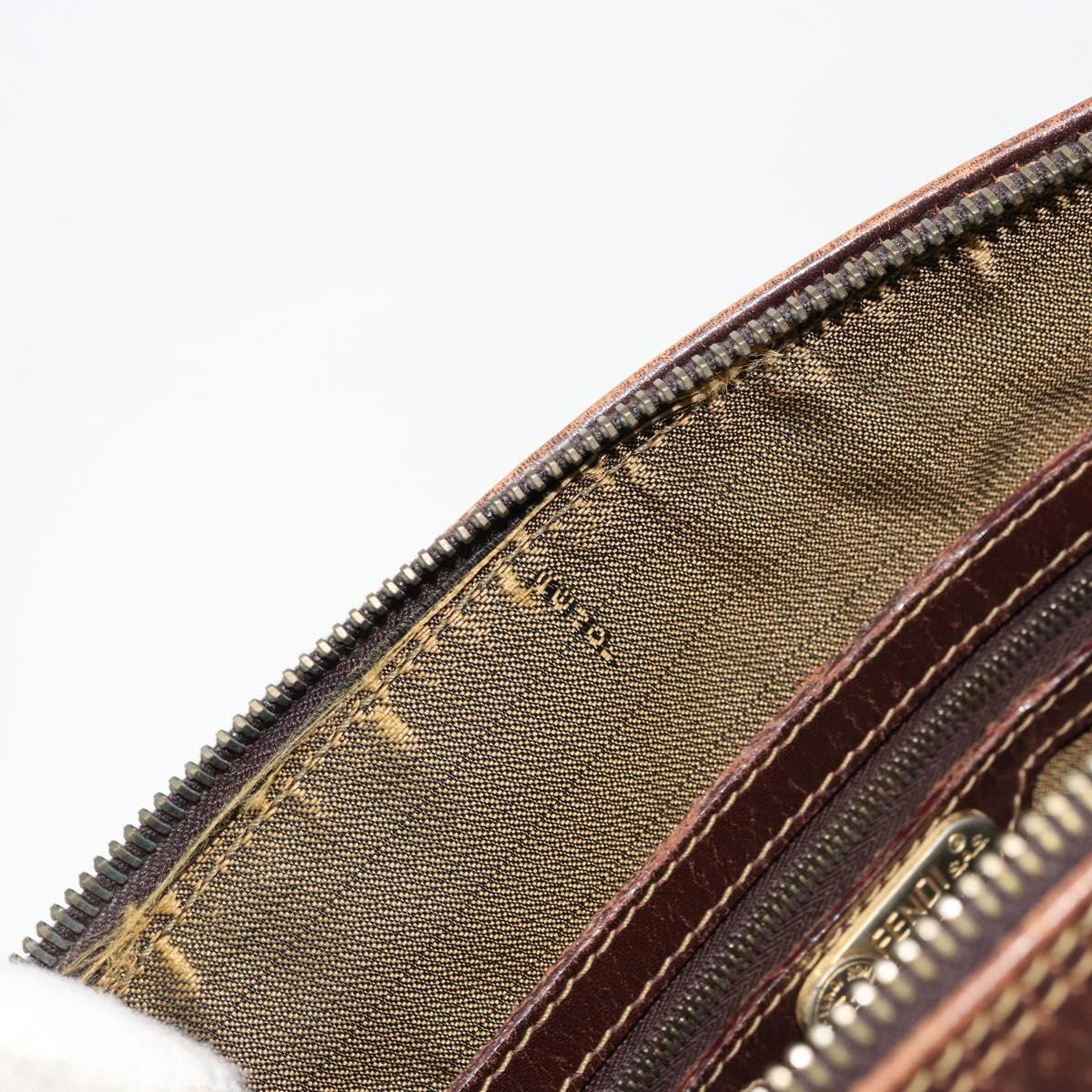 FENDI Zucca Canvas Hand Bag Black Brown Auth 177879