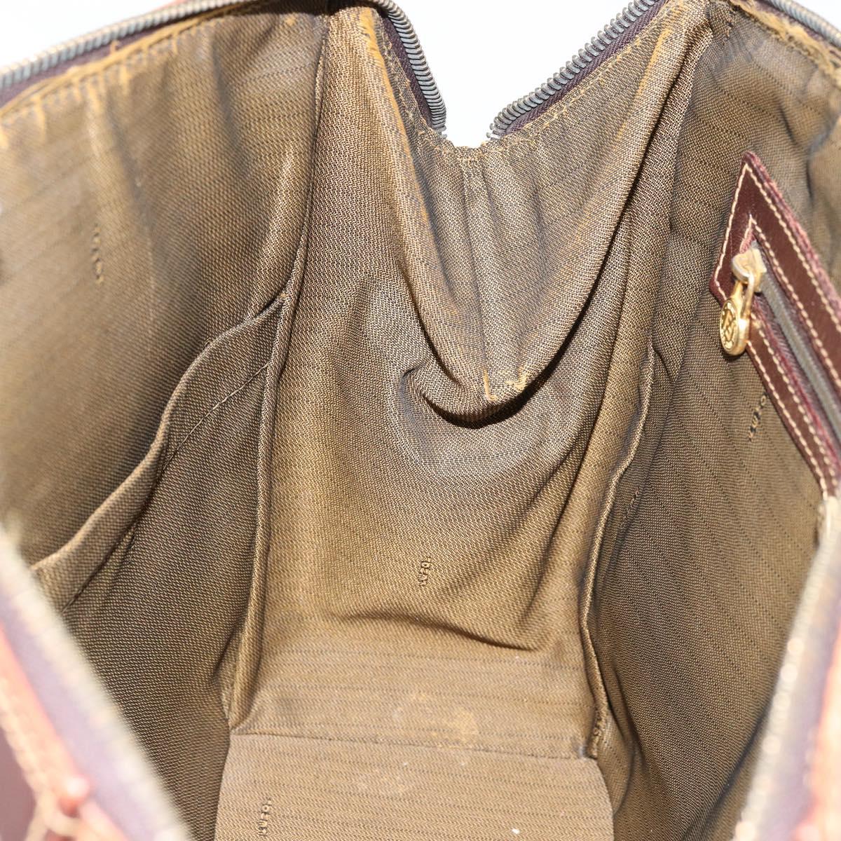 FENDI Zucca Canvas Hand Bag Black Brown Auth 177879