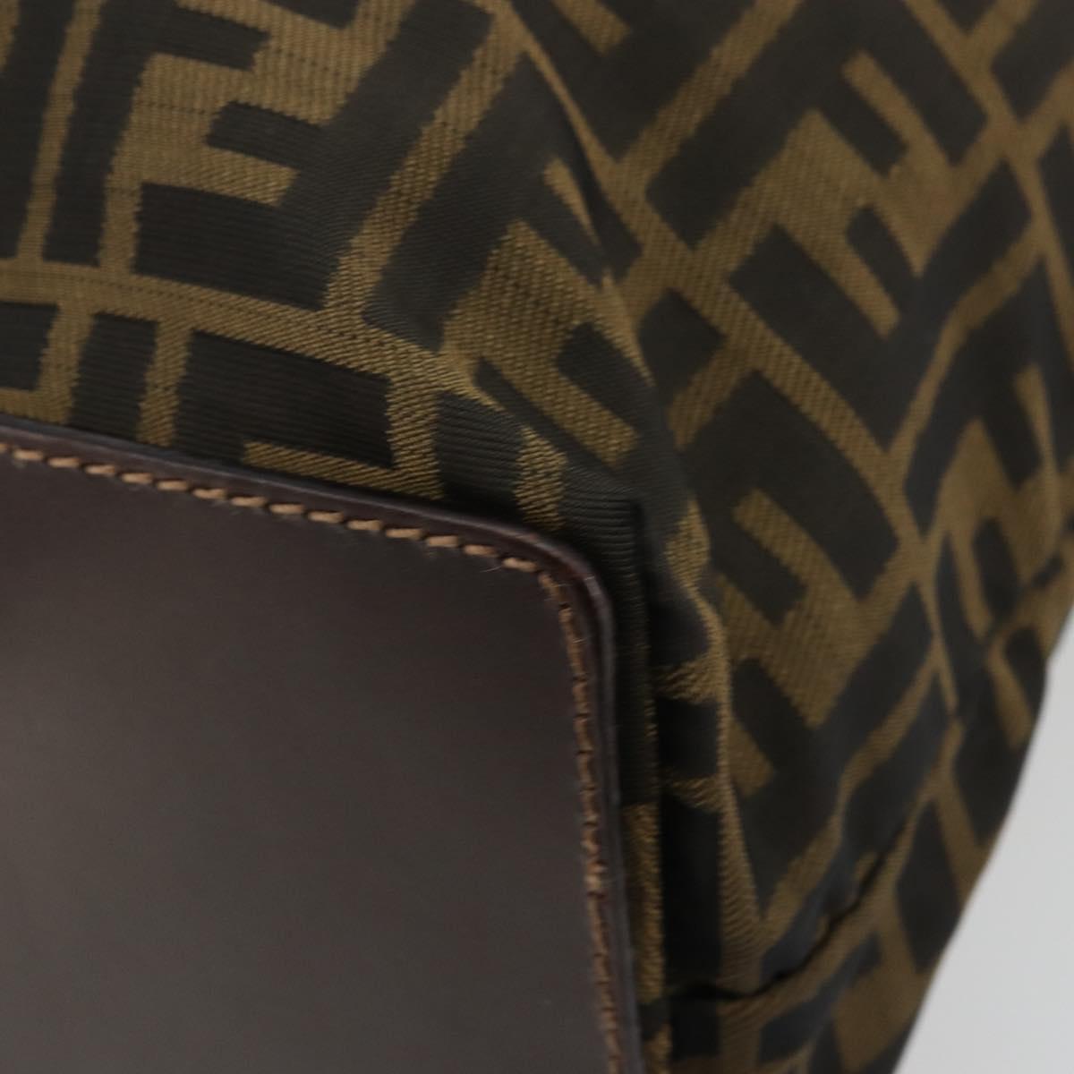 FENDI Zucca Canvas Tote Bag Black Brown Auth 177885A