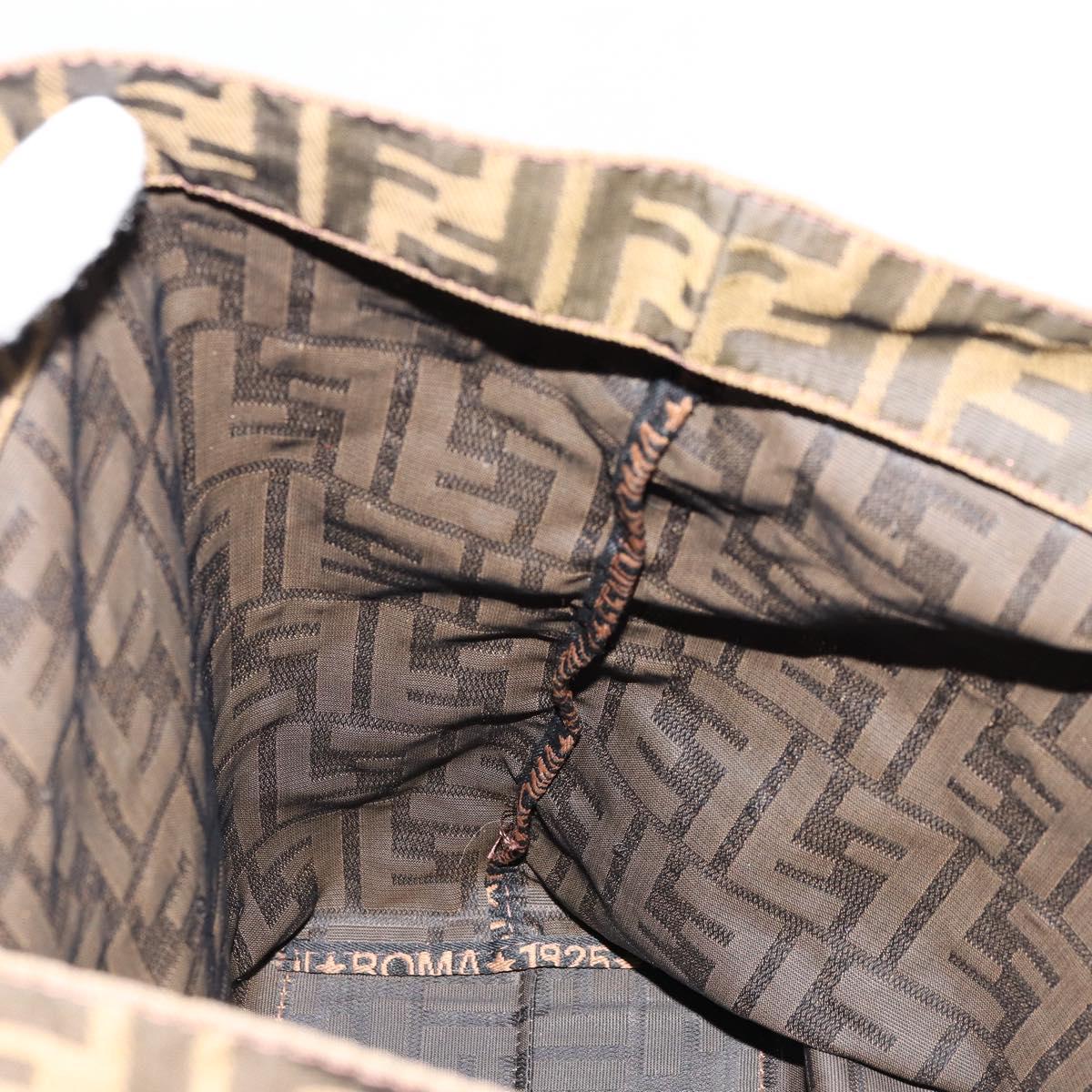 FENDI Zucca Canvas Tote Bag Black Brown Auth 177885A