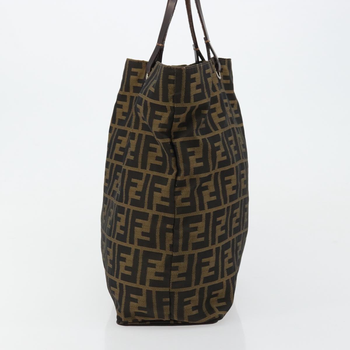 FENDI Zucca Canvas Tote Bag Black Brown Auth 177885A