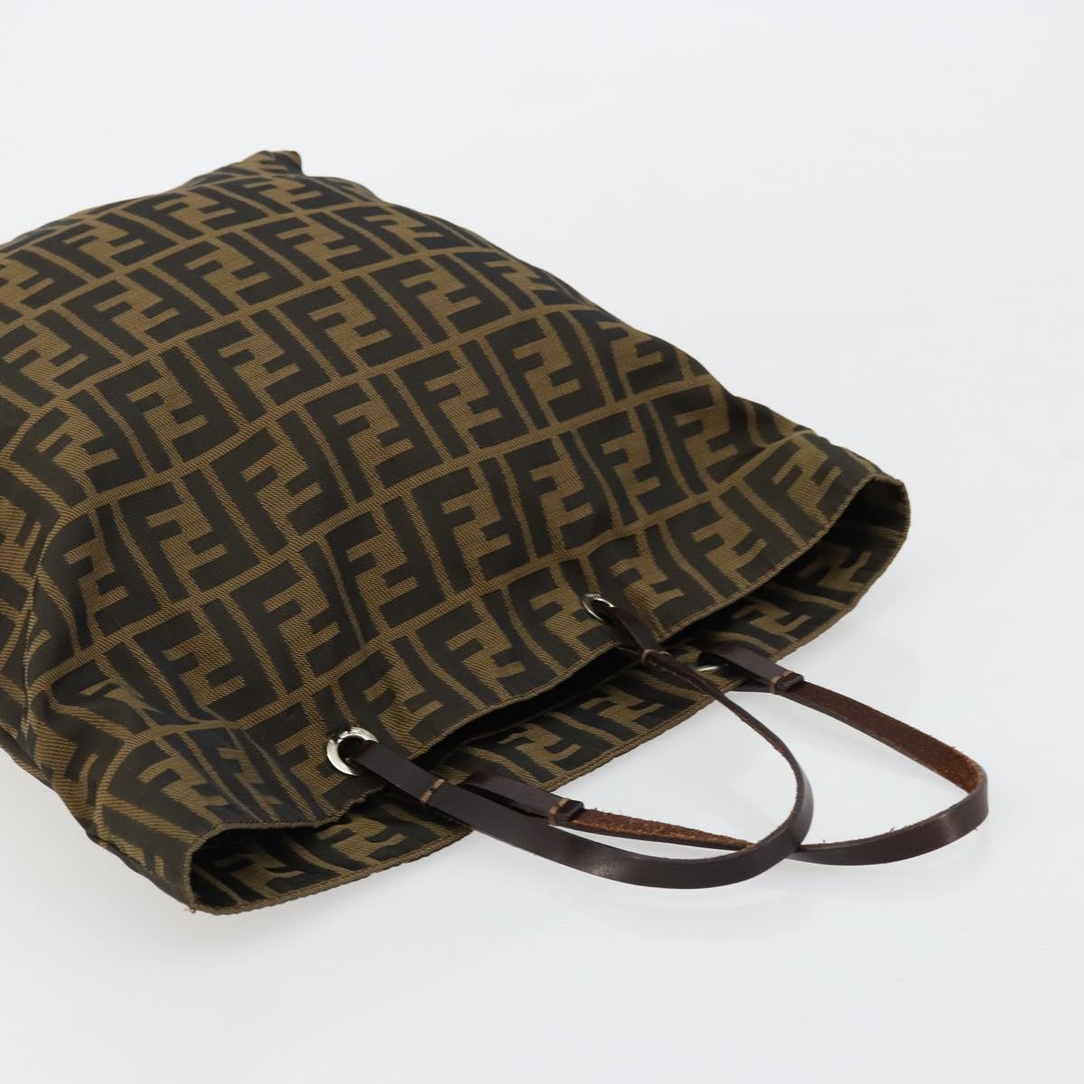 FENDI Zucca Canvas Tote Bag Black Brown Auth 177885A