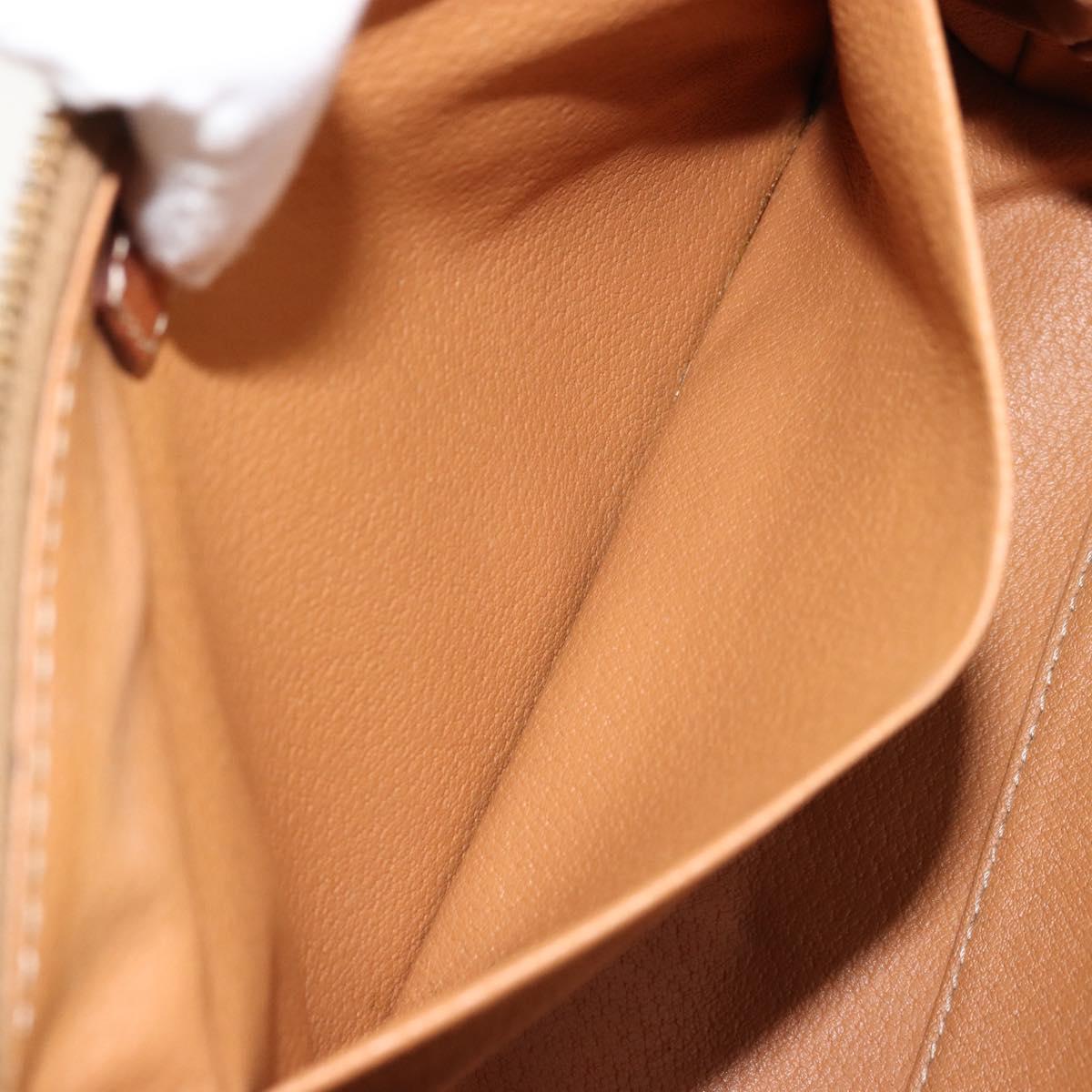 CELINE Macadam Canvas Pouch PVC Leather Brown Gold Auth 177896