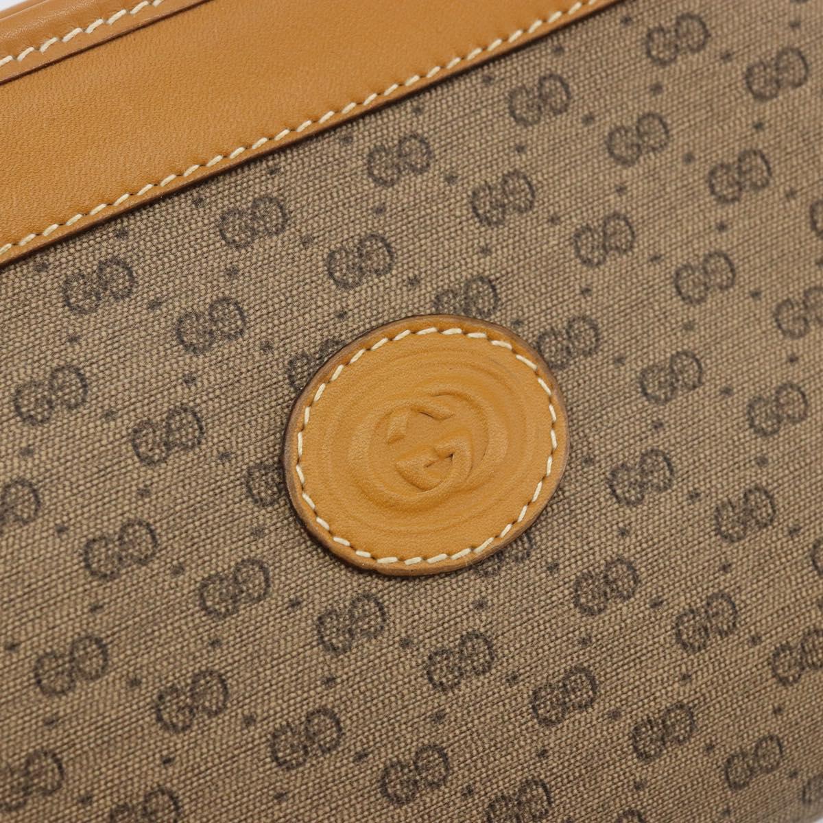 GUCCI Micro GG Supreme Pouch PVC outlet Beige Gold Auth 177897