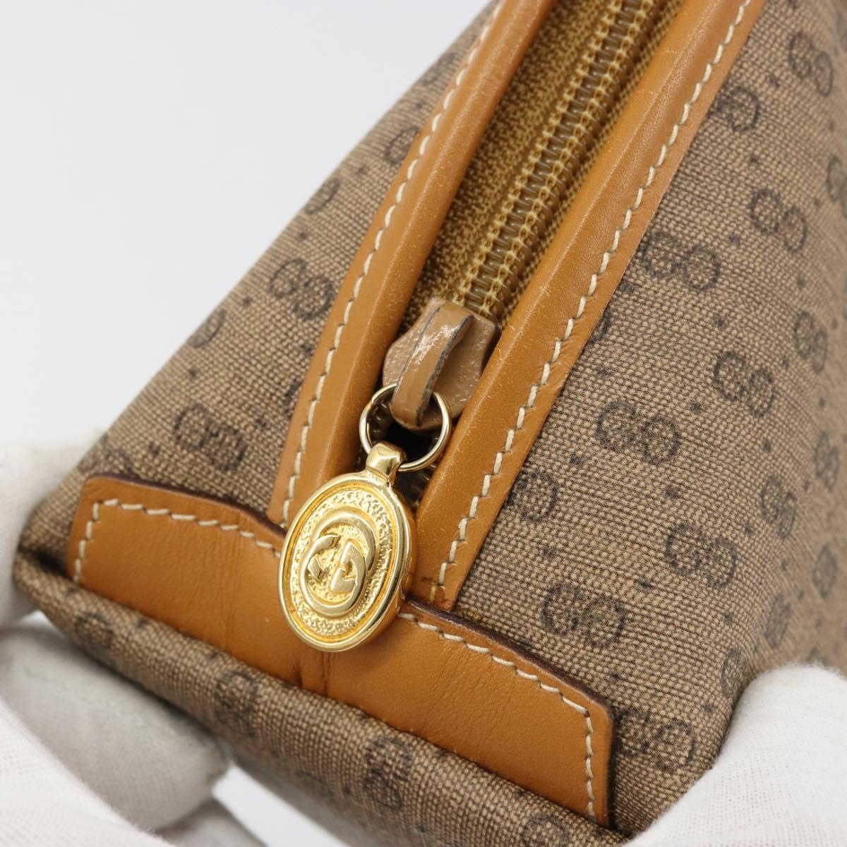 GUCCI Micro GG Supreme Pouch PVC outlet Beige Gold Auth 177897
