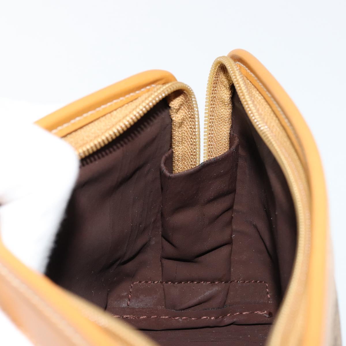 GUCCI Micro GG Supreme Pouch PVC outlet Beige Gold Auth 177897