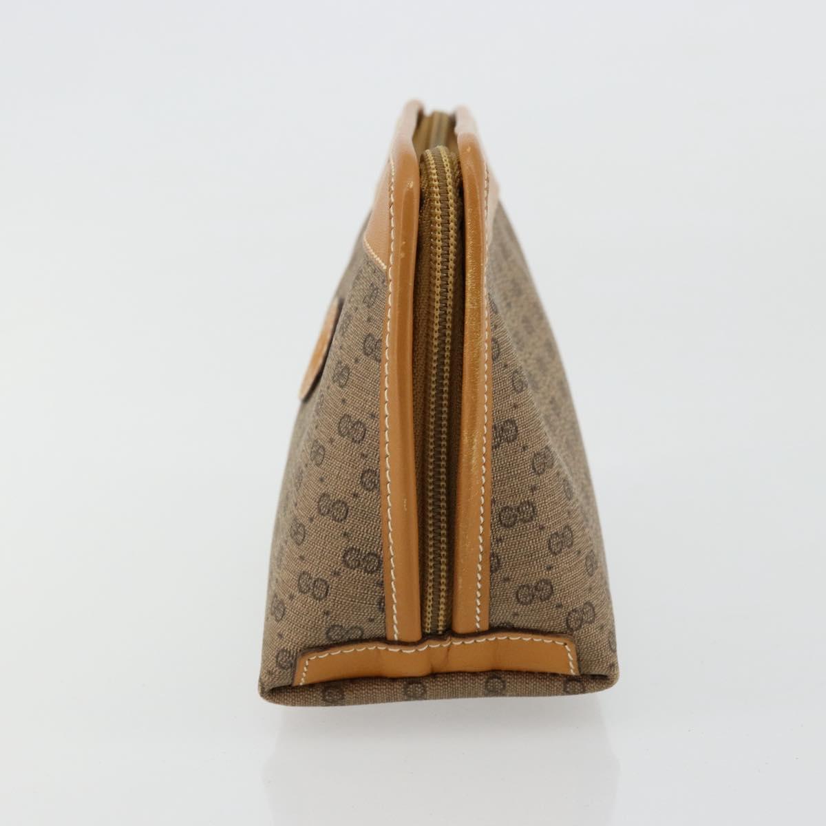 GUCCI Micro GG Supreme Pouch PVC outlet Beige Gold Auth 177897