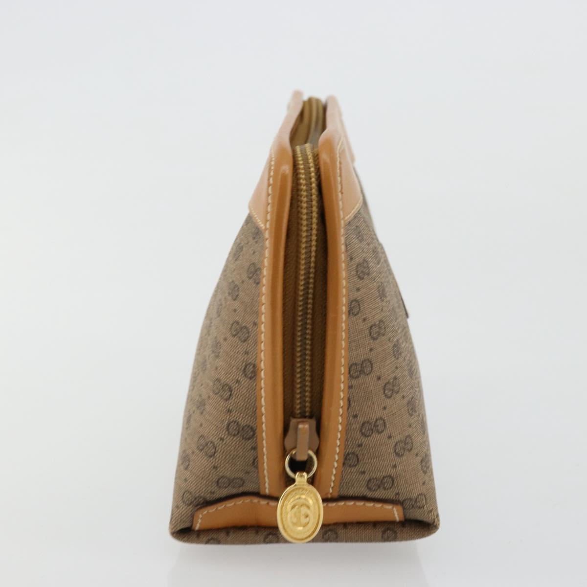 GUCCI Micro GG Supreme Pouch PVC outlet Beige Gold Auth 177897