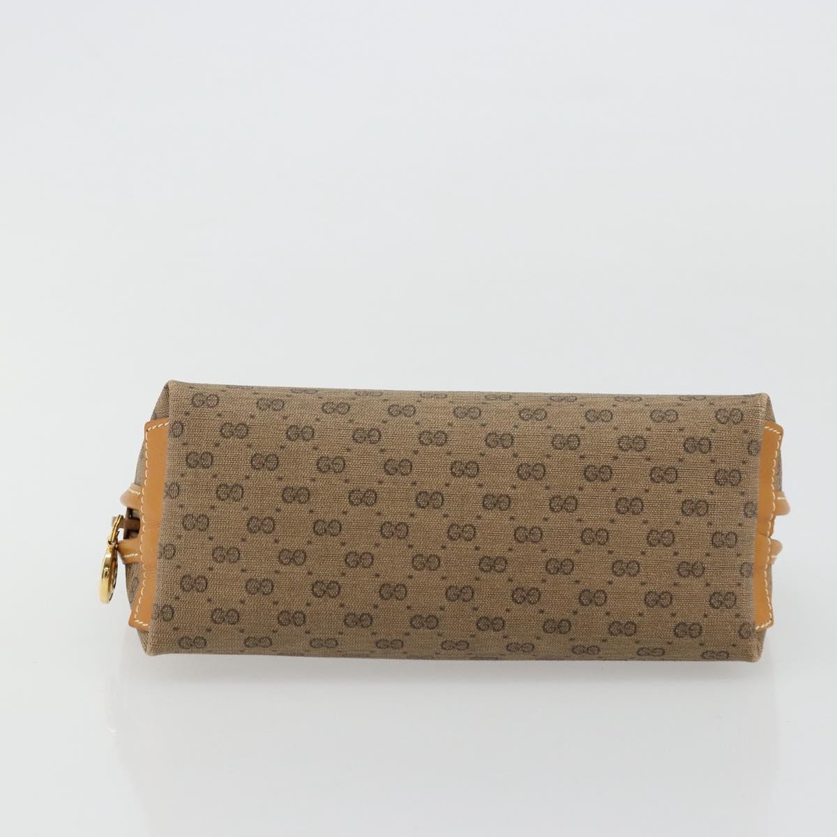 GUCCI Micro GG Supreme Pouch PVC outlet Beige Gold Auth 177897