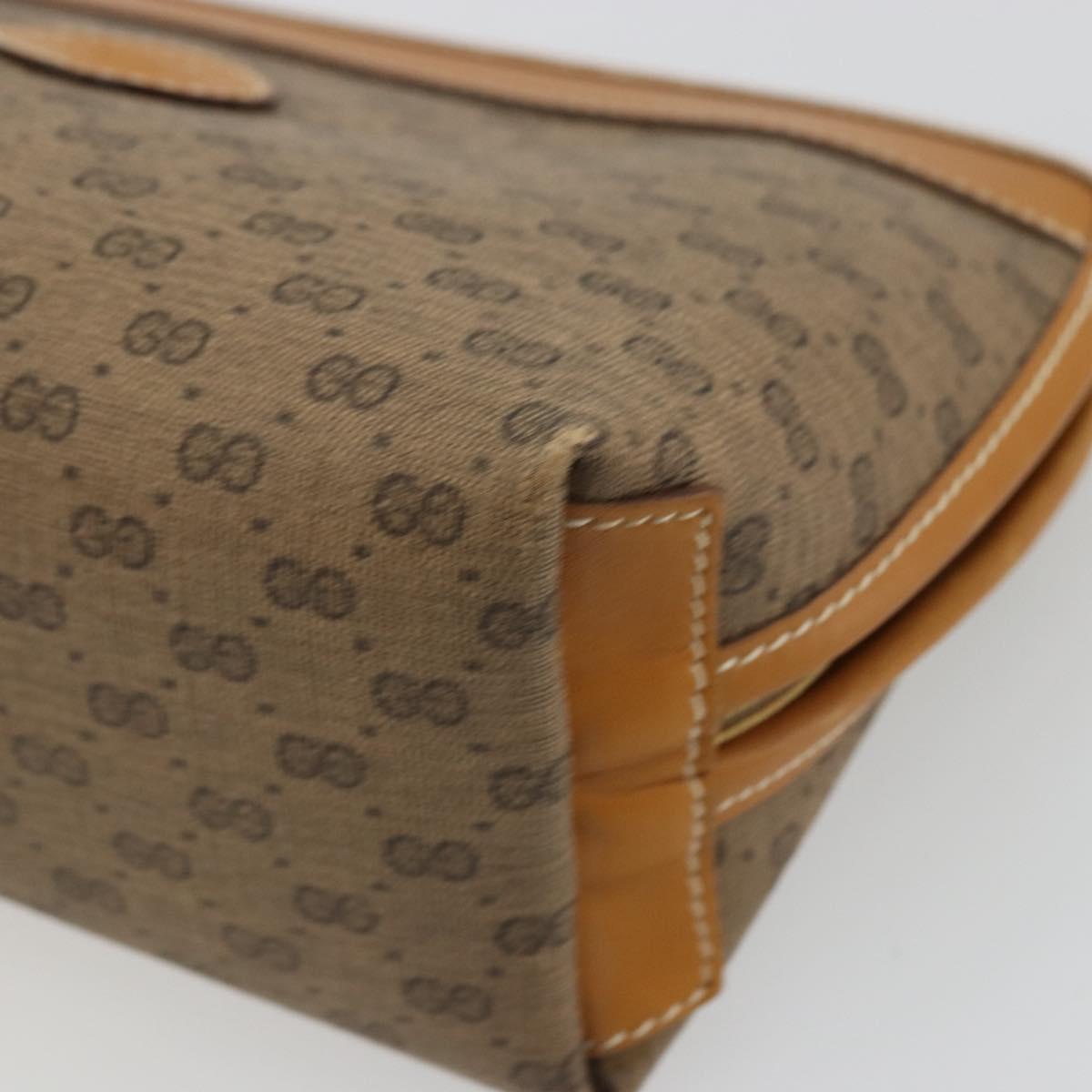 GUCCI Micro GG Supreme Pouch PVC outlet Beige Gold Auth 177897