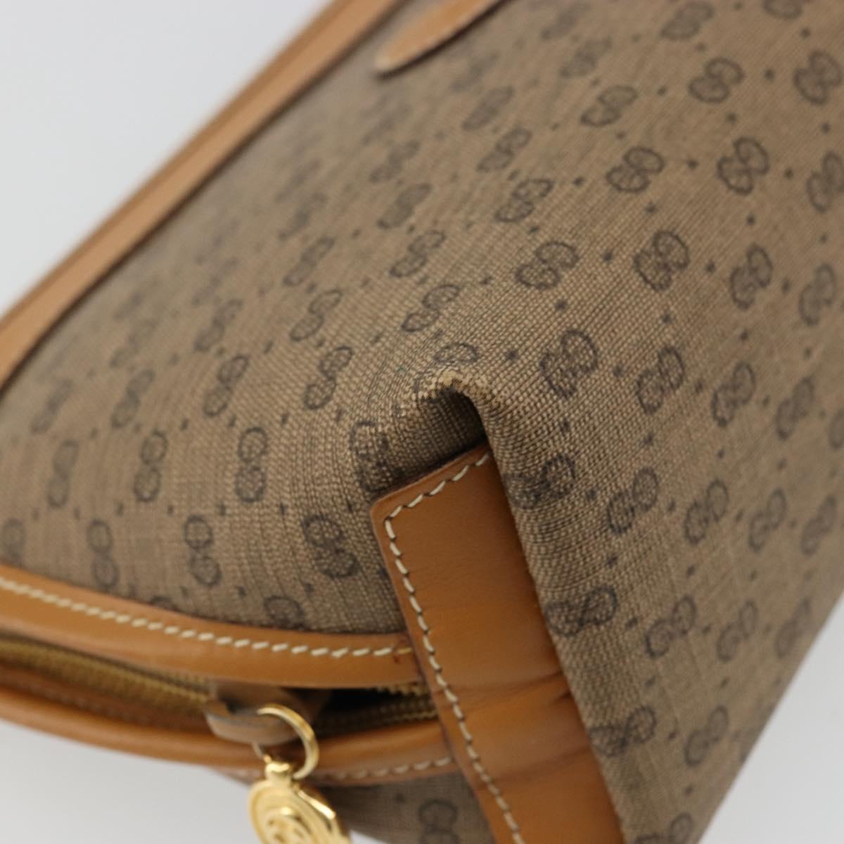 GUCCI Micro GG Supreme Pouch PVC outlet Beige Gold Auth 177897