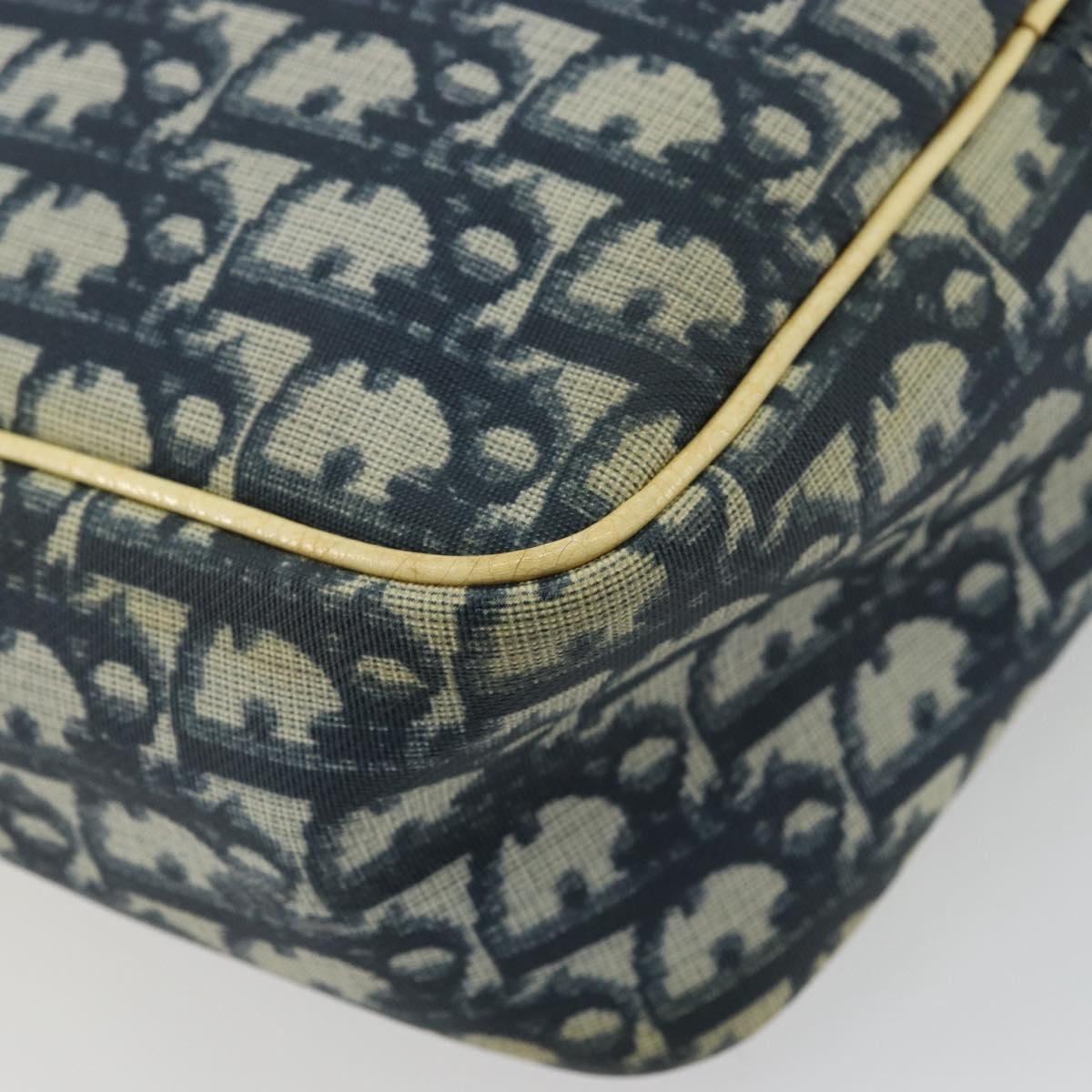 Christian Dior Trotter Canvas Shoulder Bag PVC Navy Silver Auth 177902