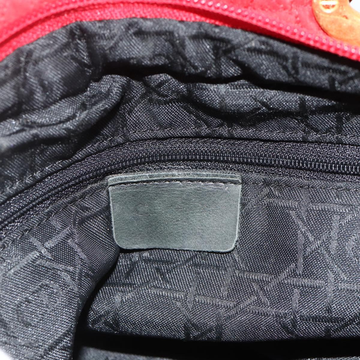 Christian Dior Lady Dior Canage Hand Bag Nylon Red Gold Auth 177903