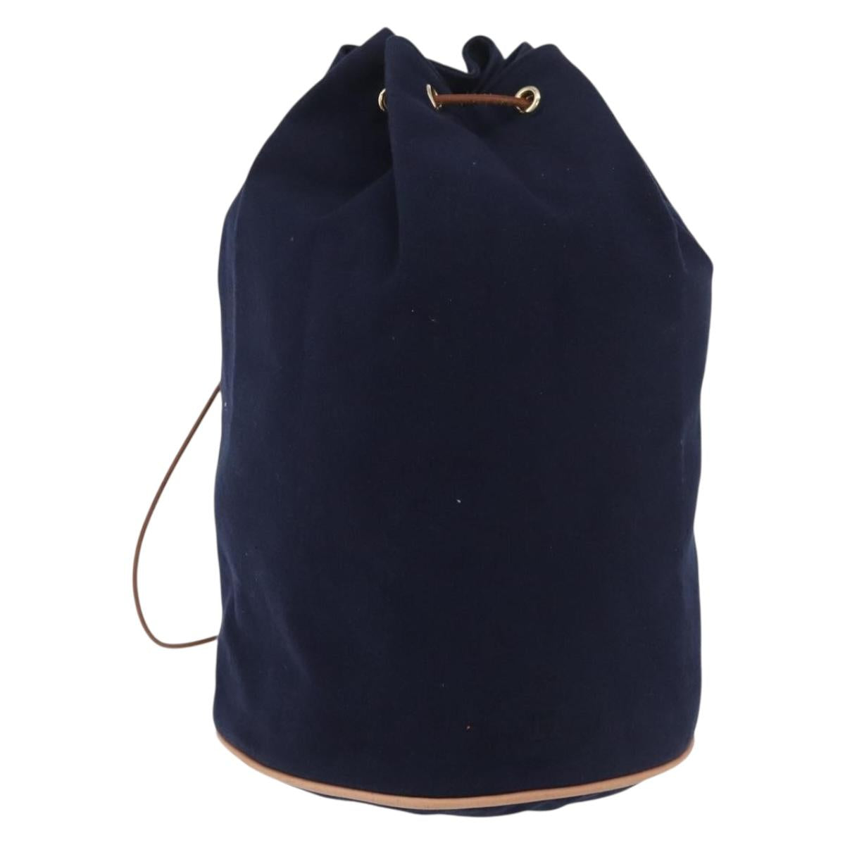 HERMES Purse Porochon Mimill Shoulder Bag Canvas Navy Gold Auth 177904A